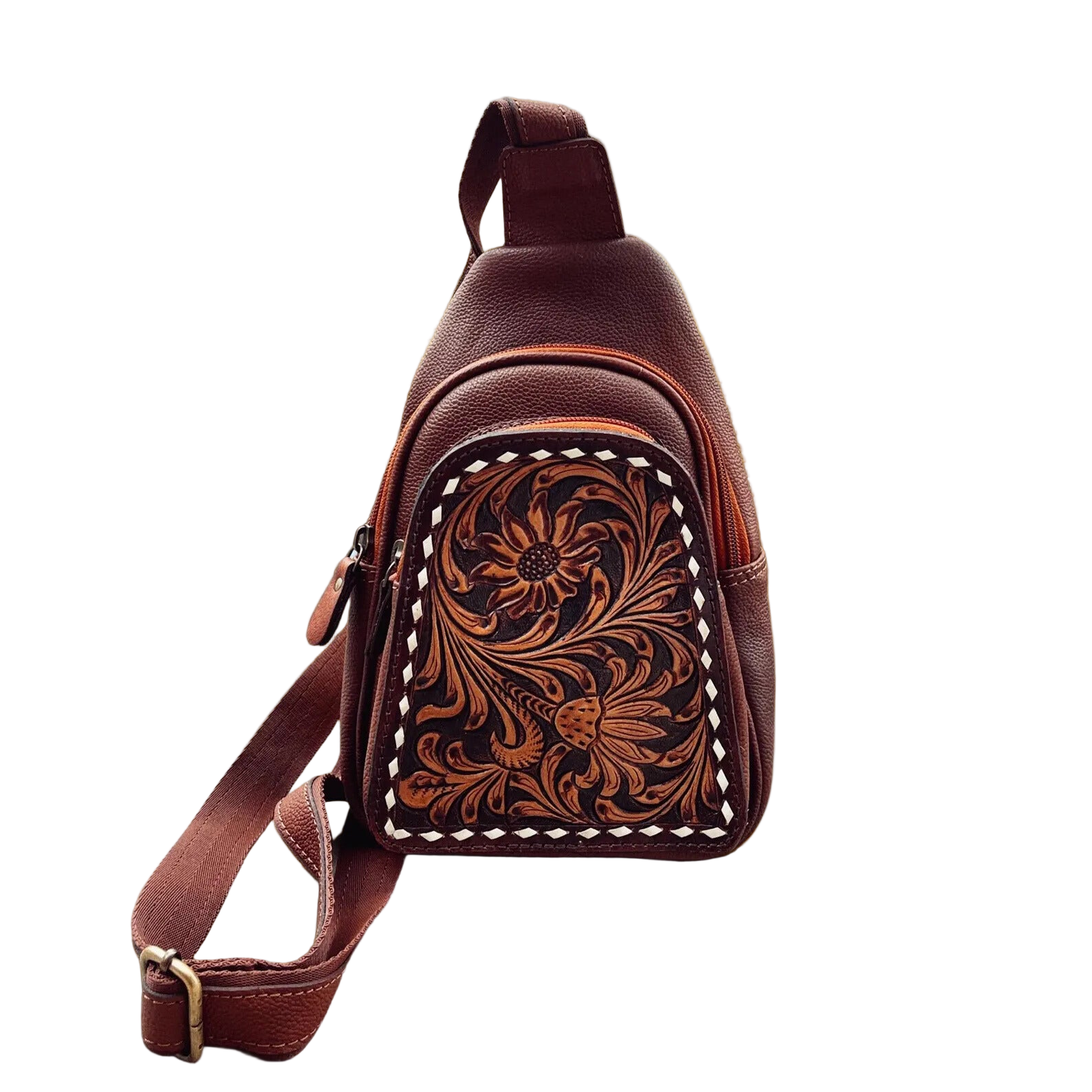 Hand Tooled Leather Crossbody Bag, Womans Sling Bag, Sling Purse, Travel Sling Bag, Mini Crossbody Sling Bag , Western Leather Purse
