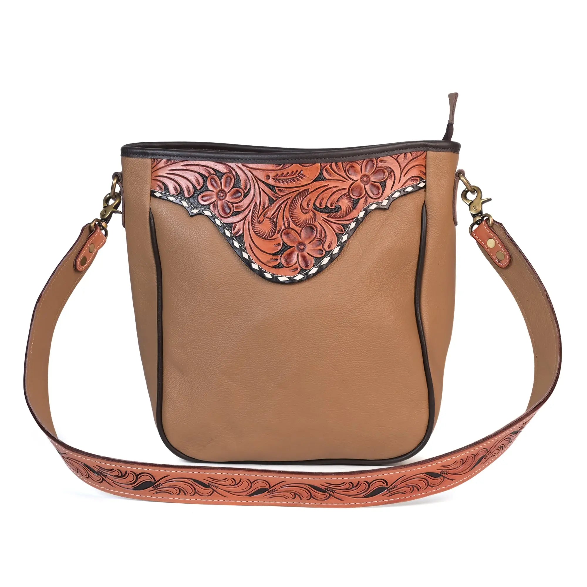Western Hand-Tooled Genuine Leather Bag for Women - abitoamerica