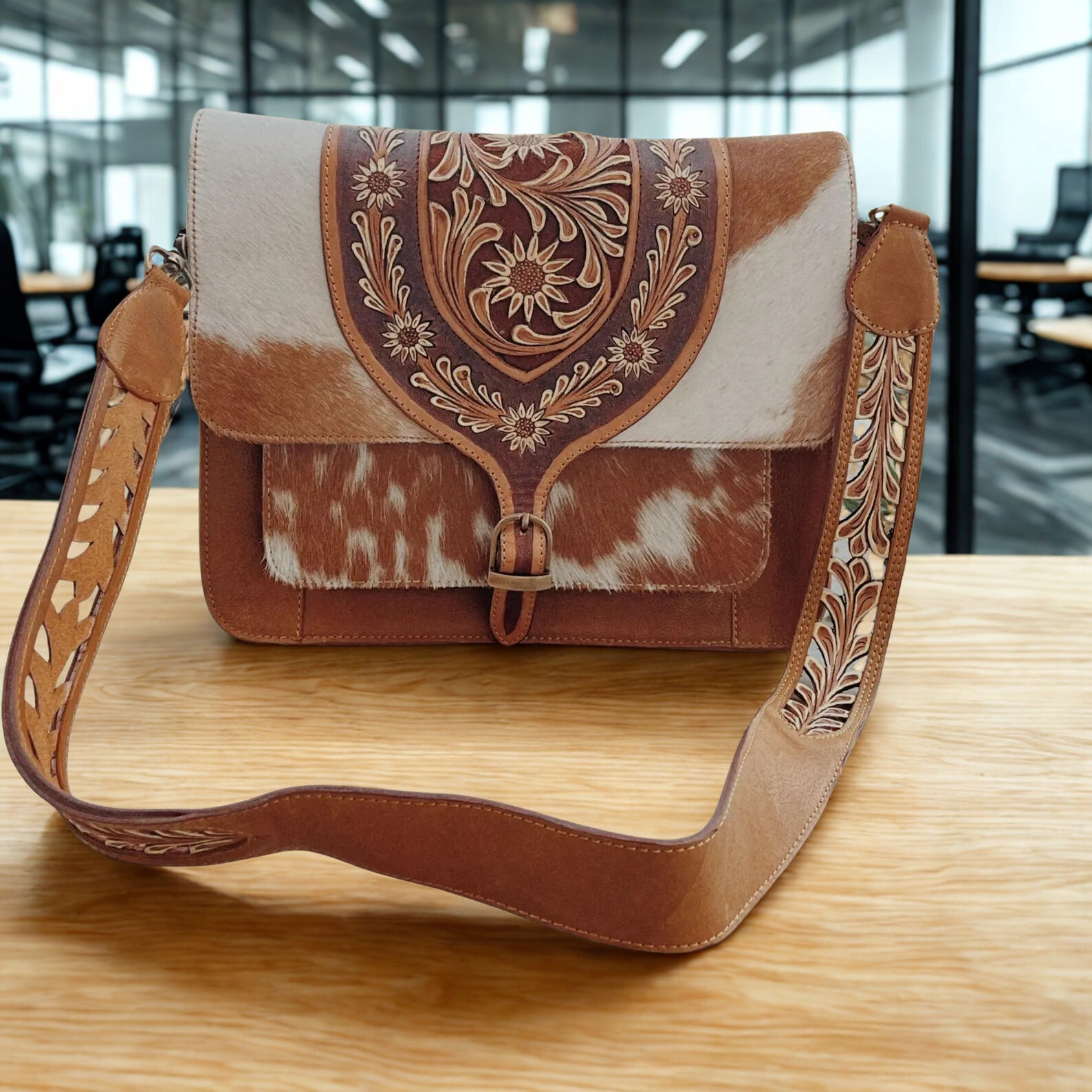Western Purse, Hand Tooled Leather Purse, Western Tote Bag, Leather Handbag, Conceal Carry Purse, Genuine Leather Cowhide Shoulder Bag