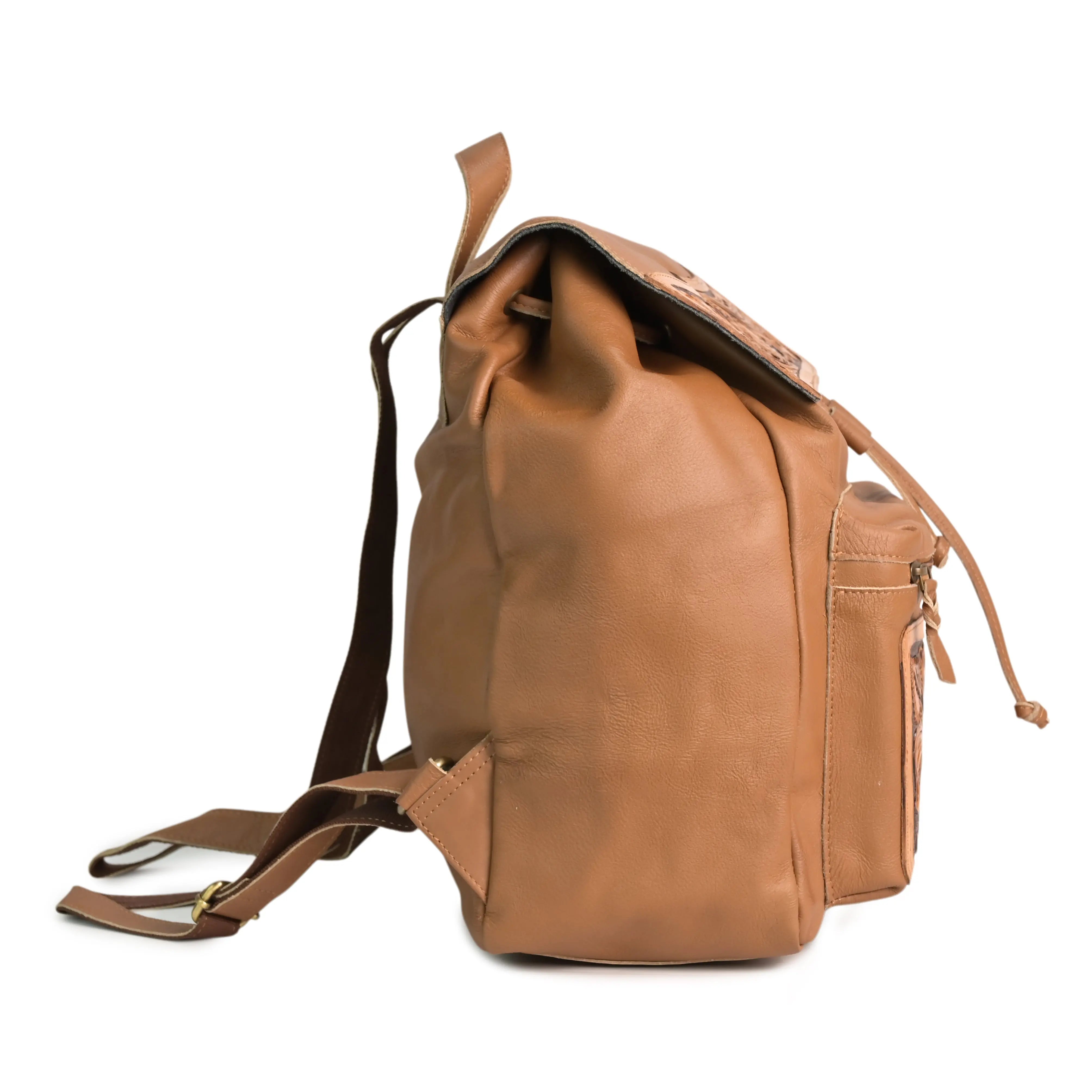 Western Tooled Genuine Leather Backpack - abitoamerica