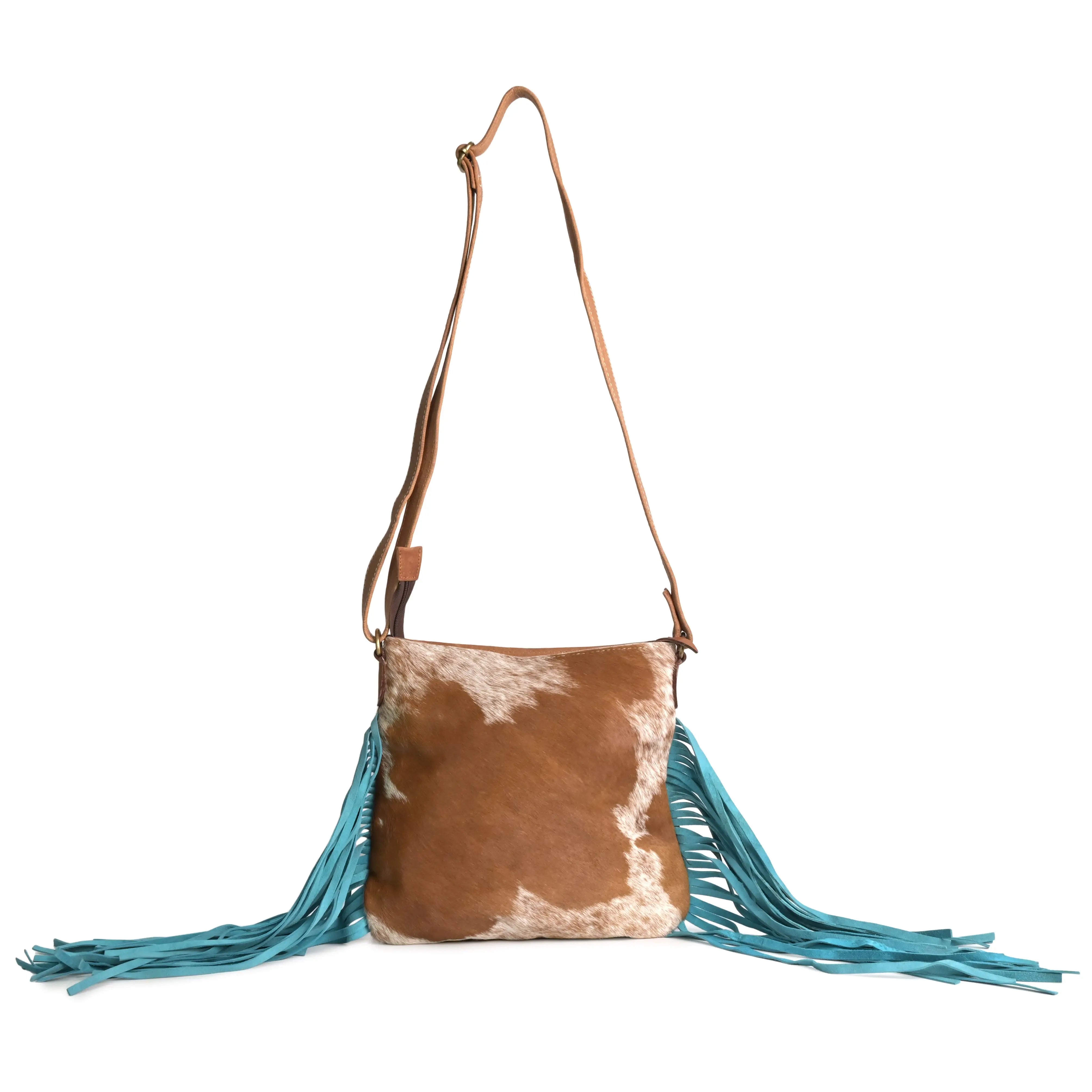 Western Hand Tooled Genuine Leather Cowhide Crossbody Bag - abitoamerica