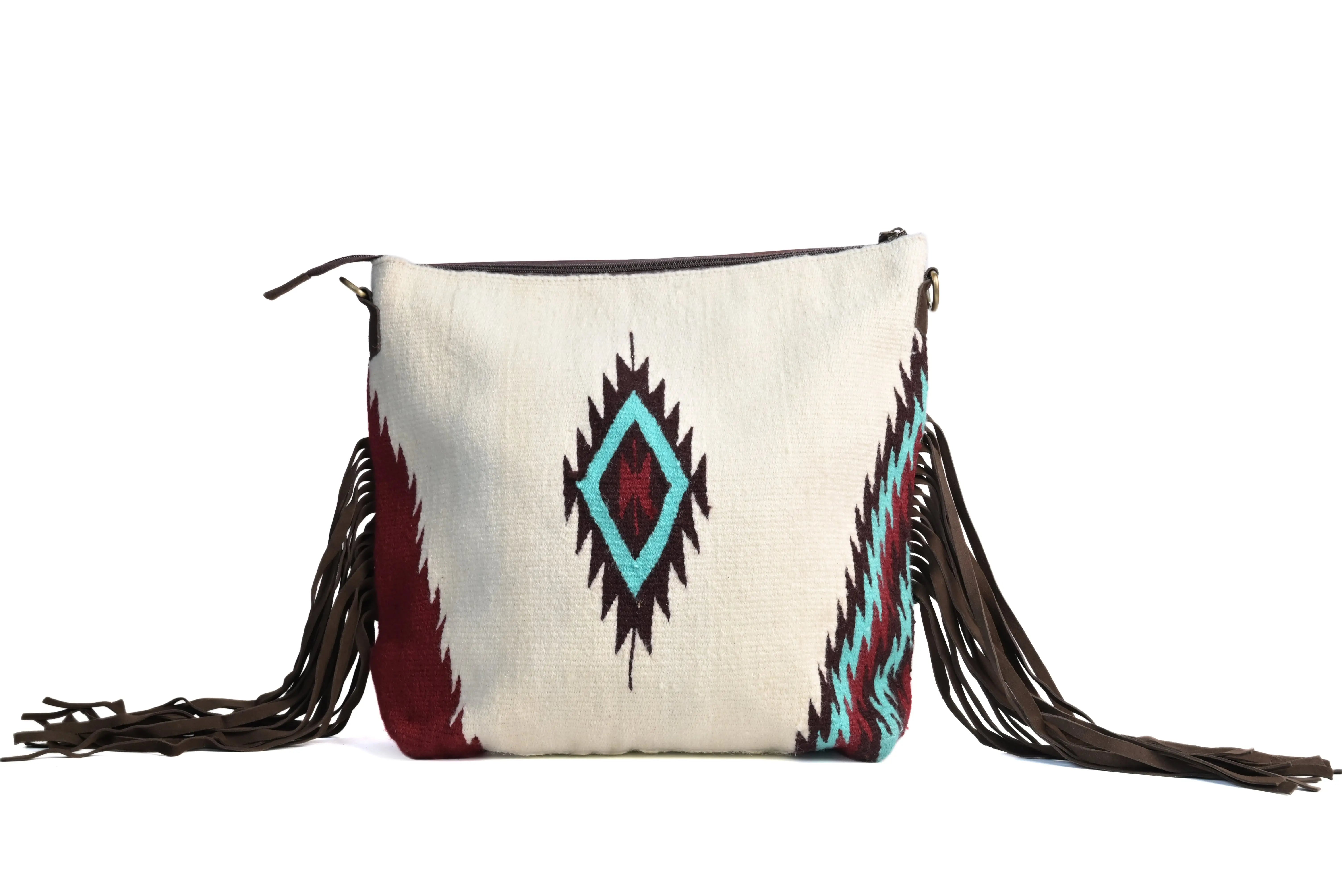 Western Hand Tooled Leather Saddle Blanket Crossbody Bag - abitoamerica