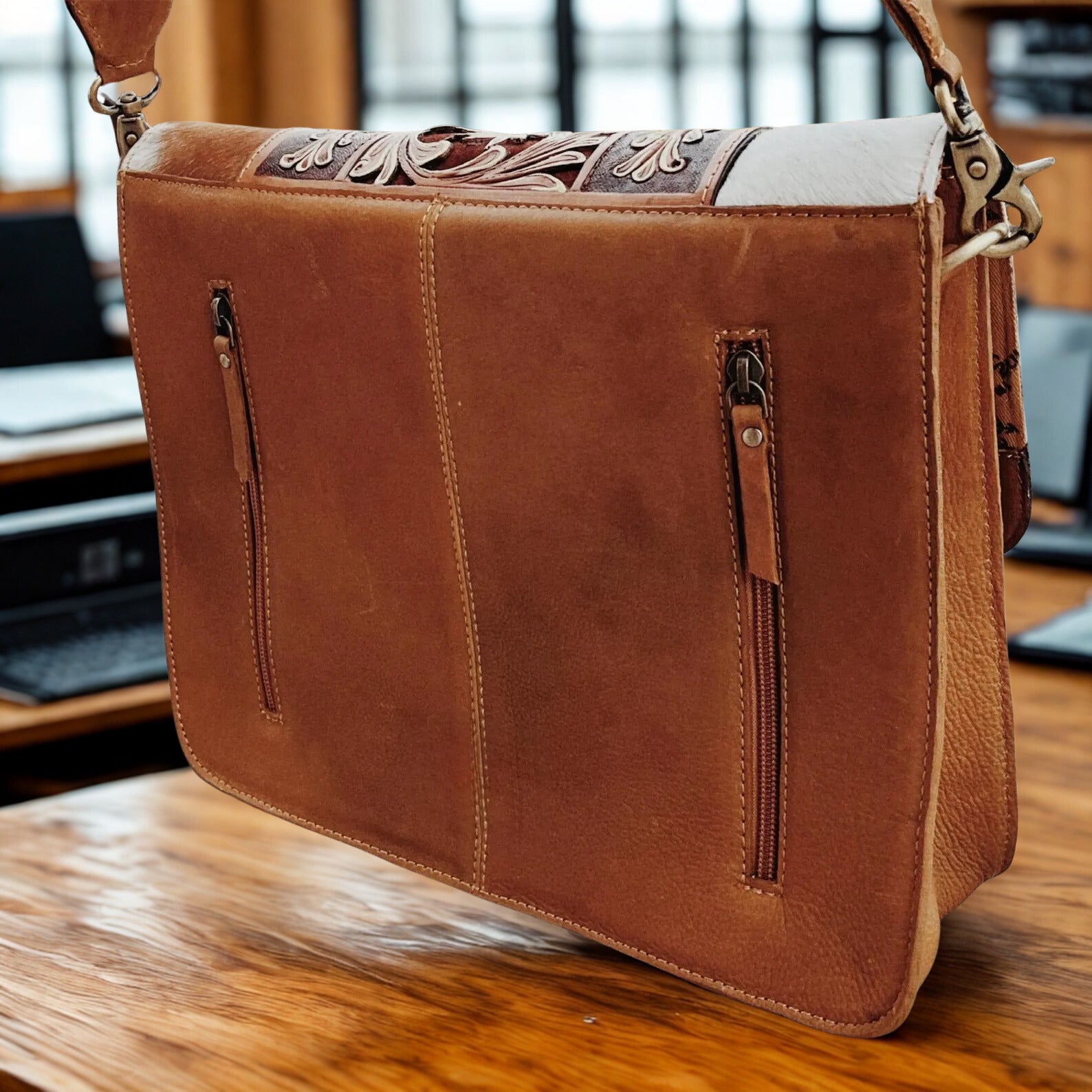 Western Purse, Hand Tooled Leather Purse, Western Tote Bag, Leather Handbag, Conceal Carry Purse, Genuine Leather Cowhide Shoulder Bag