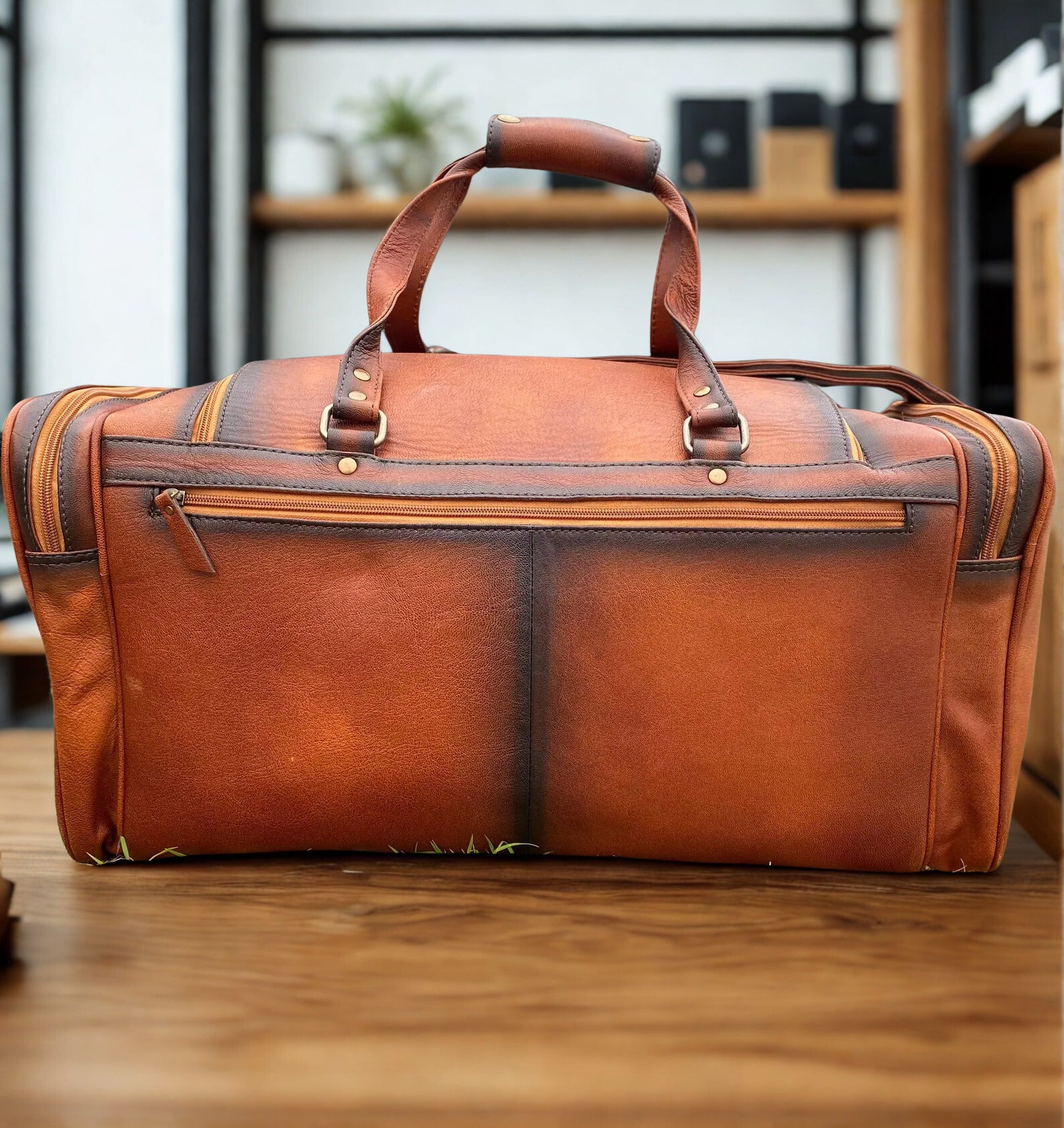 Western-Style Classic Tooled Leather Duffle Bag