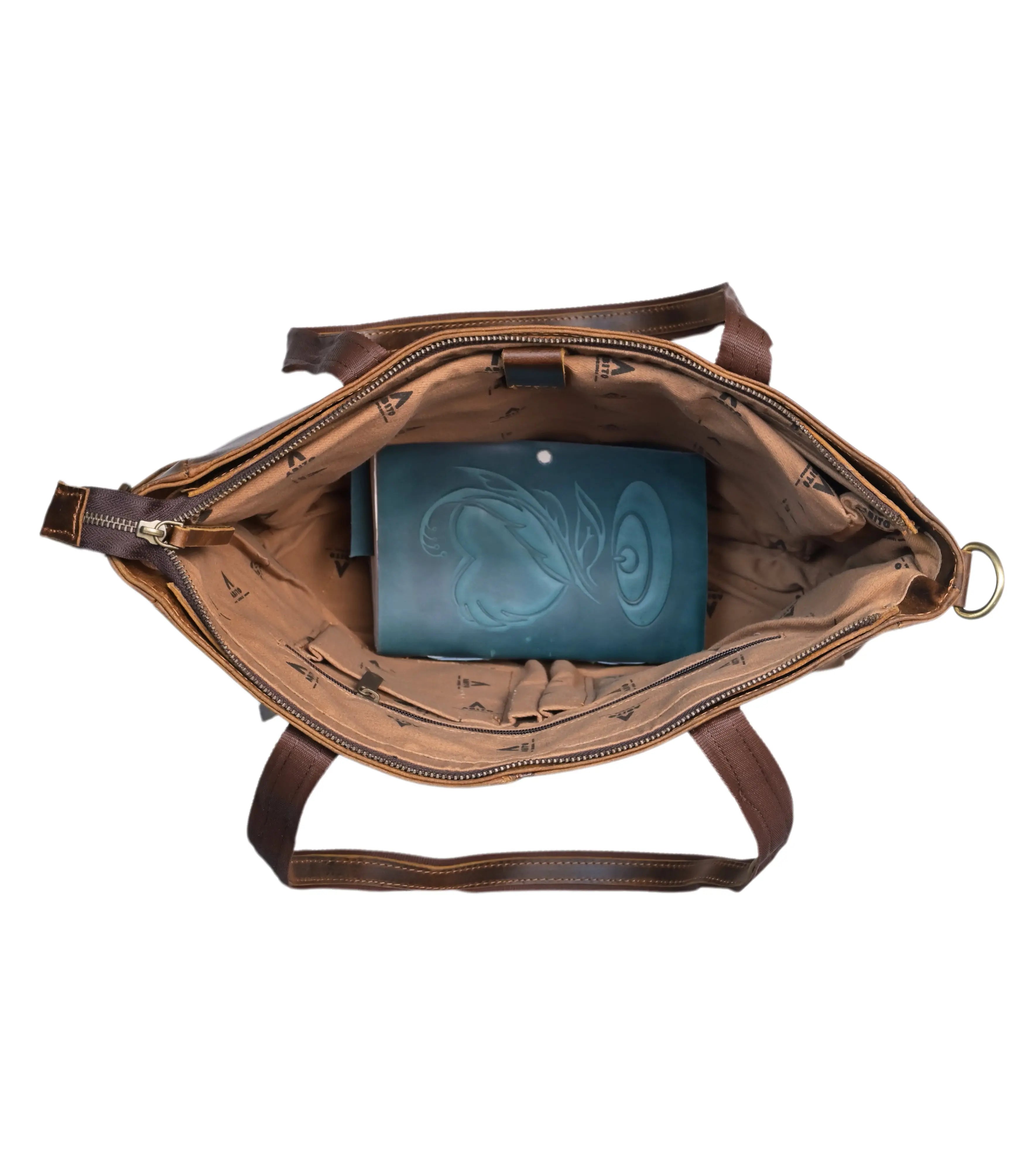 Women’s Vintage dark tan Leather Tote Bag - abitoamerica