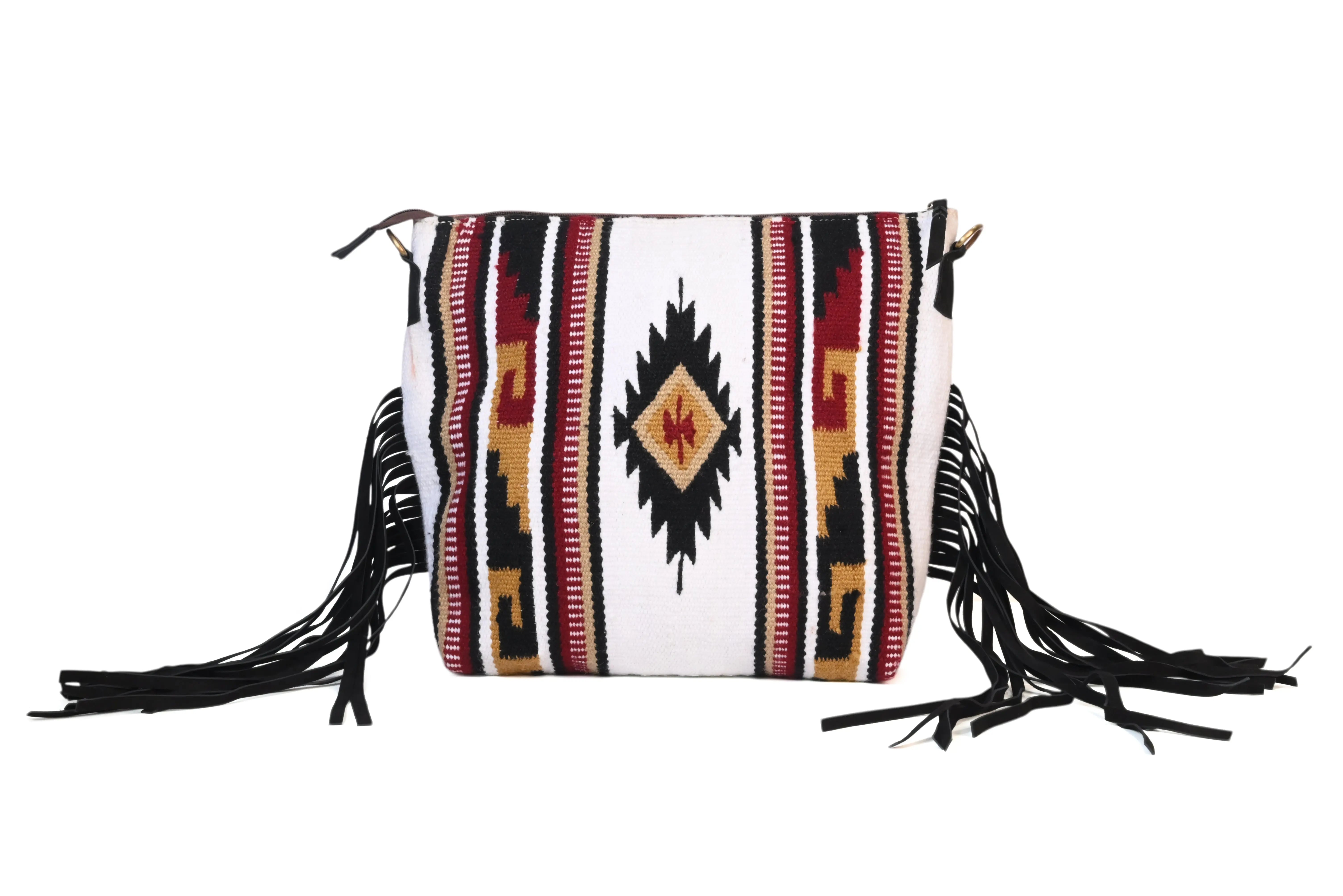 Saddle Blanket Hand Tooled Genuine Leather Western Crossbody Bag - abitoamerica