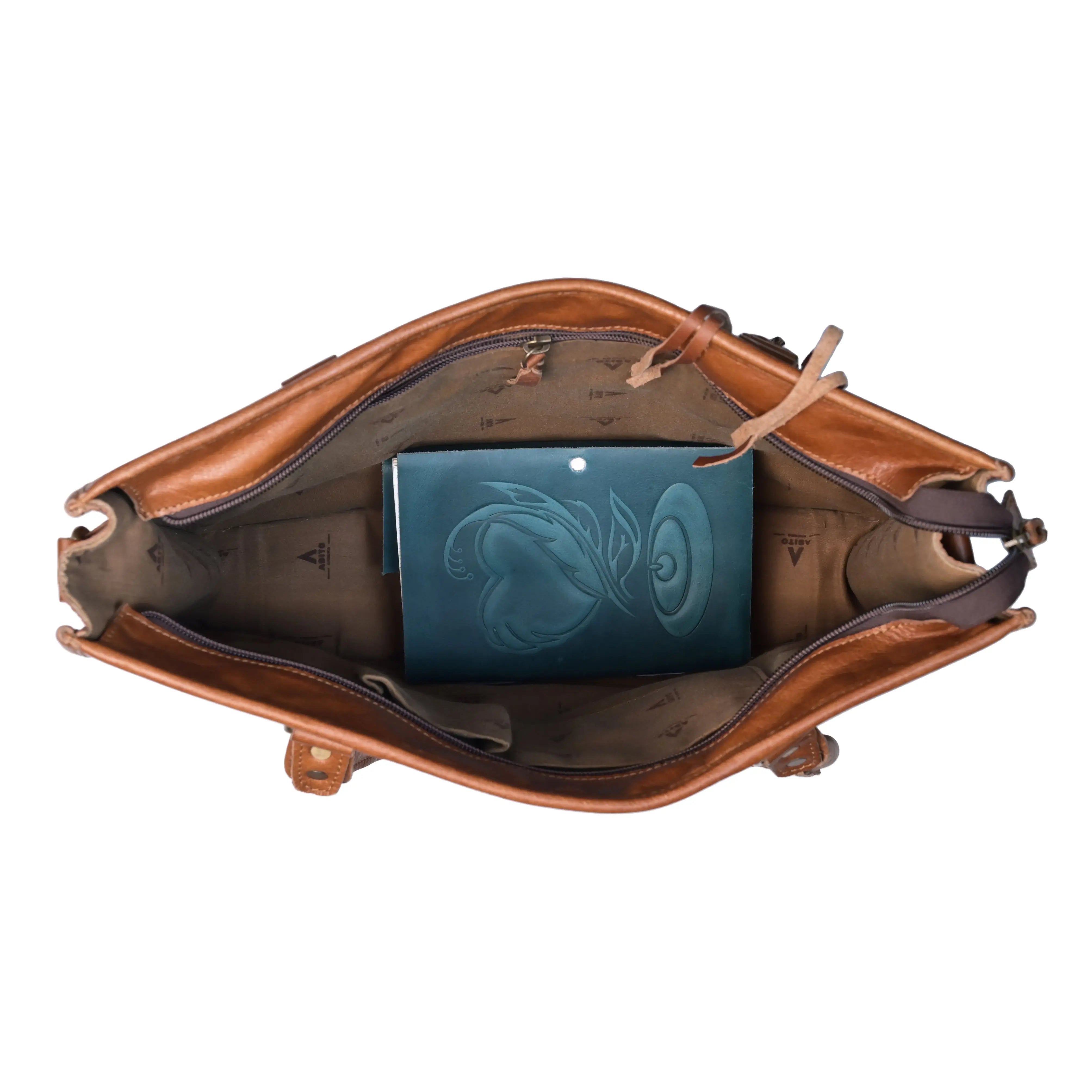 Western Hand Tooled Genuine Cowhide Leather Crossbody Handbag - abitoamerica