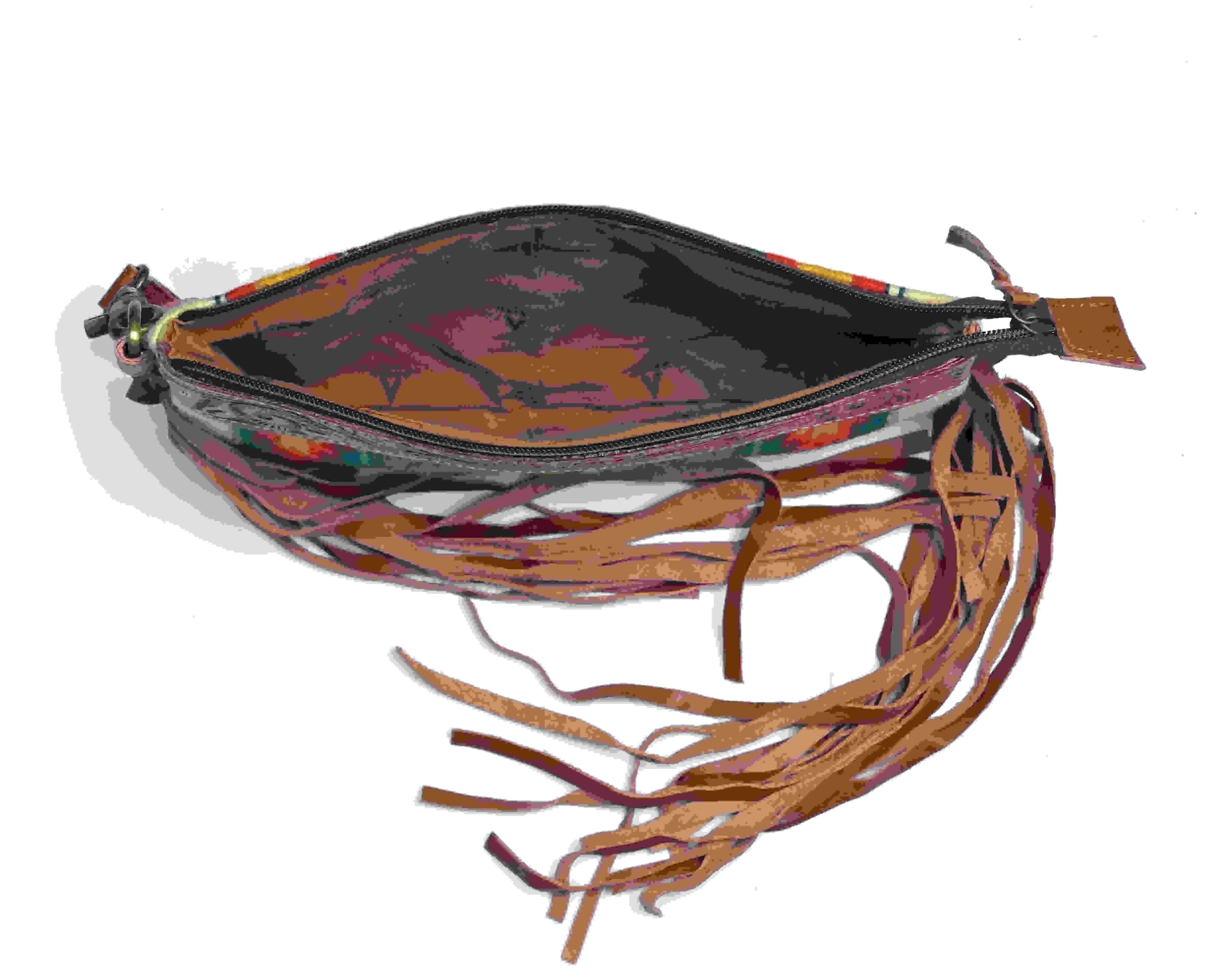 Western Saddle Blanket Hand Tooled Genuine Leather Clutch Wrist Bag - abitoamerica