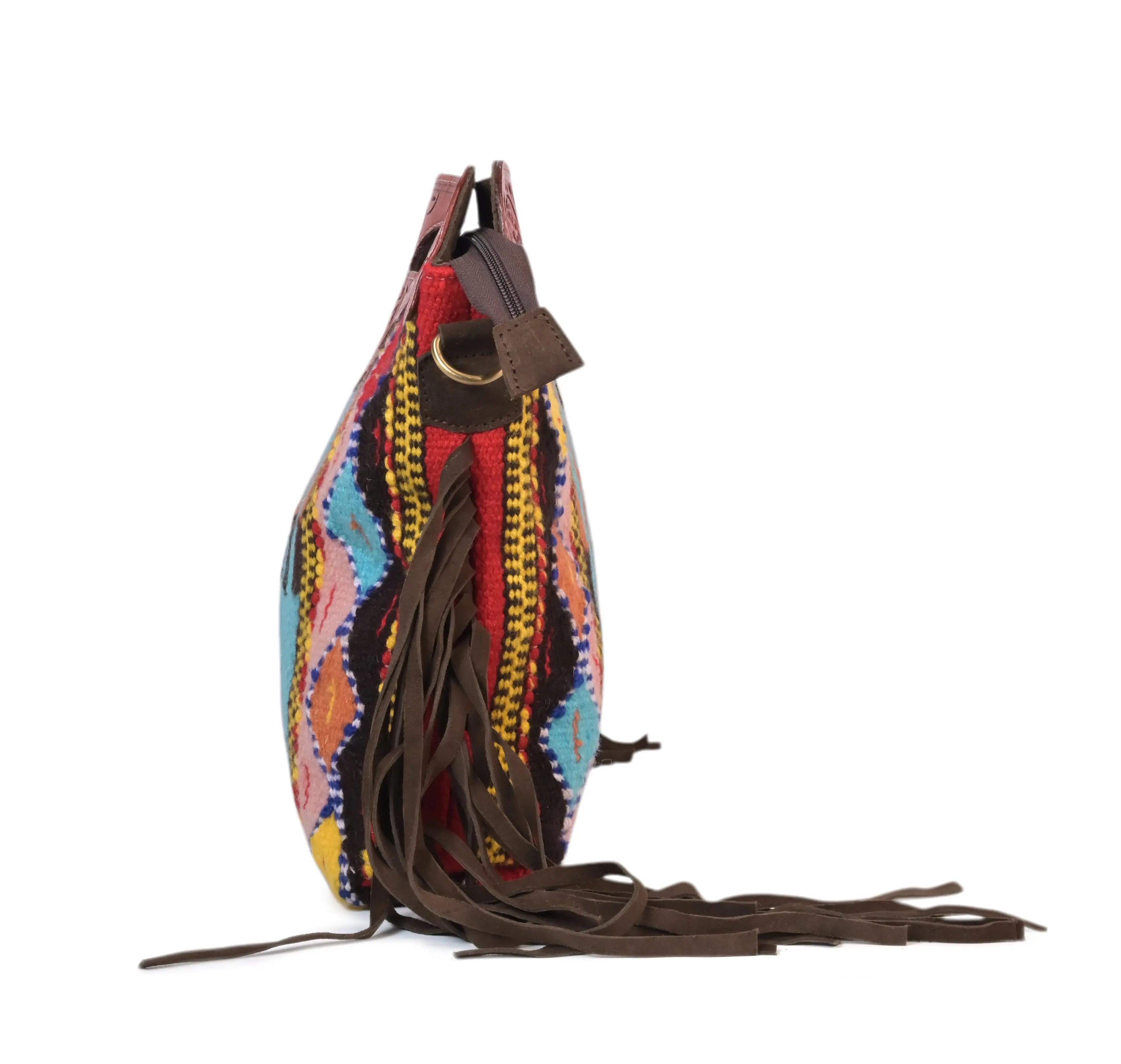 Western Saddle Blanket Hand Tooled Genuine Leather Crossbody Handbag - abitoamerica