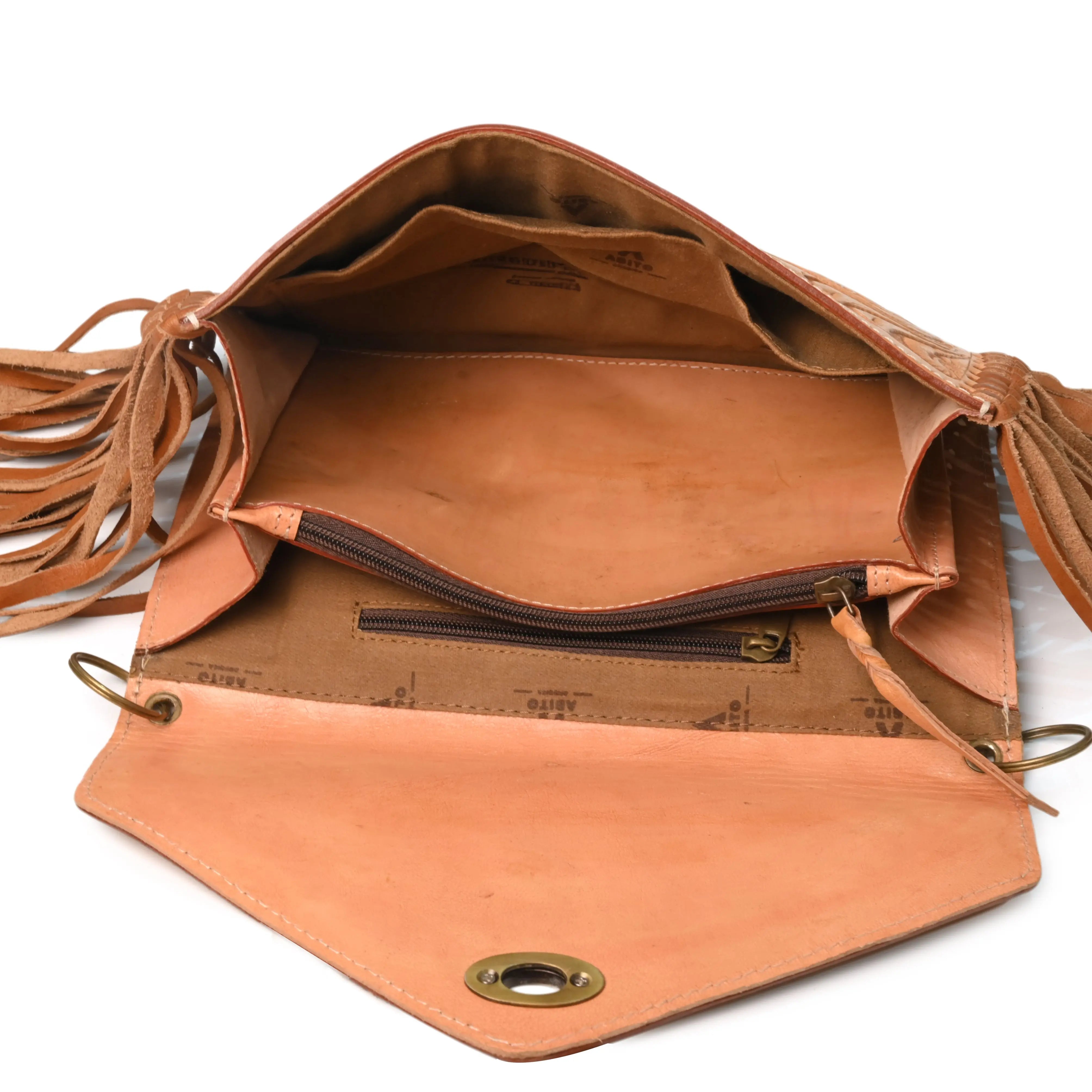 Western leather clutch Tooled Genuine Leather Crossbody Clutch Bag - abitoamerica