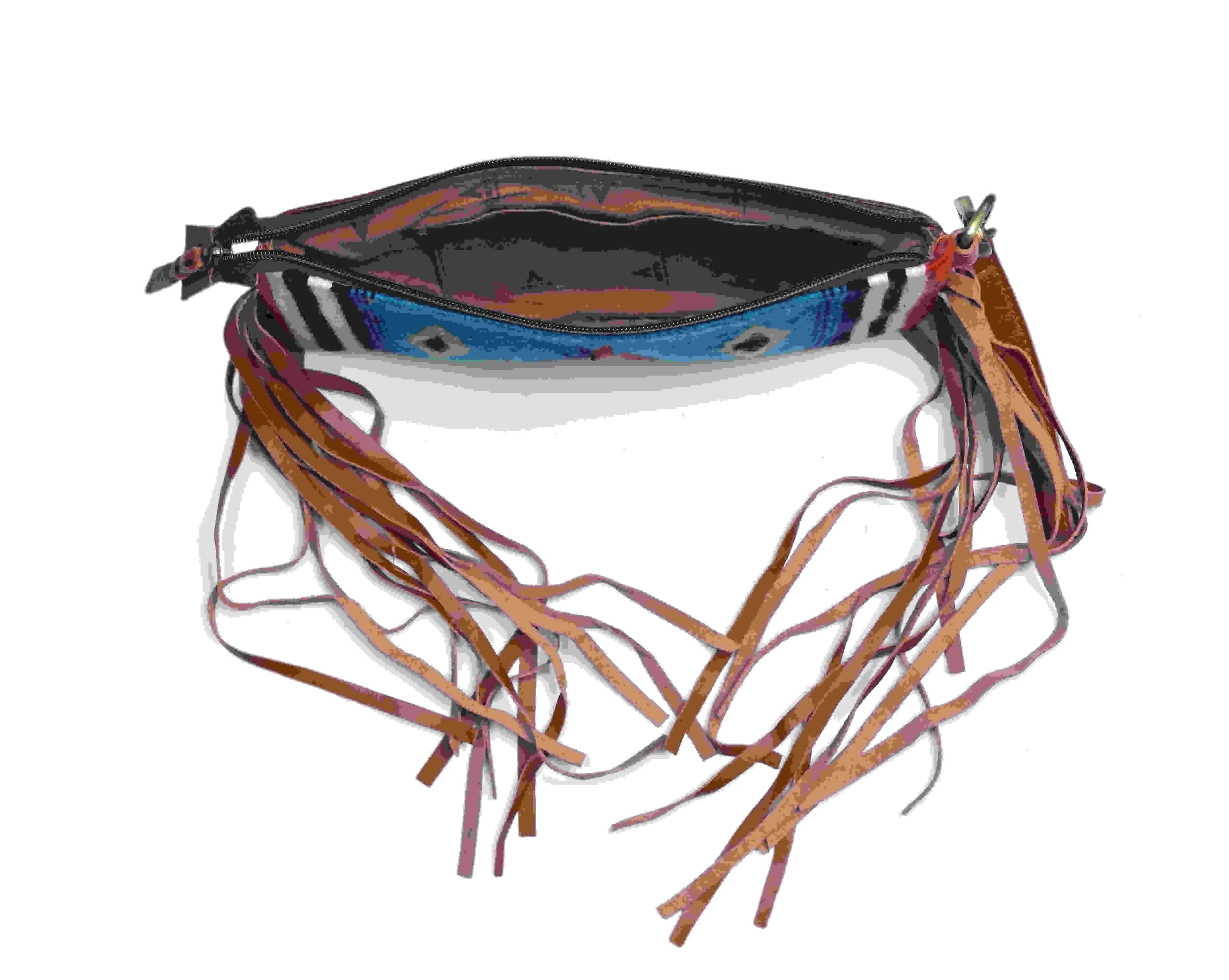 Western Saddle Blanket Hand Tooled Genuine Leather Clutch Wrist Bag - abitoamerica