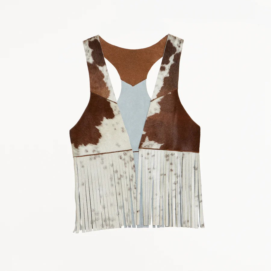 Top Quality Cowhide Buckskin Vest with Fringes