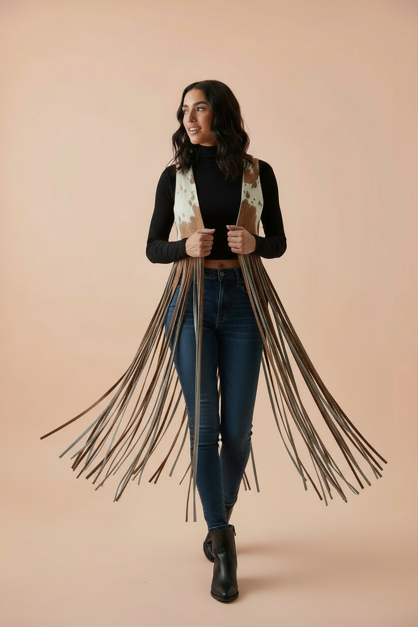 Luxury Cowhide Vest - Barcelona Cowhide Women Show Vest