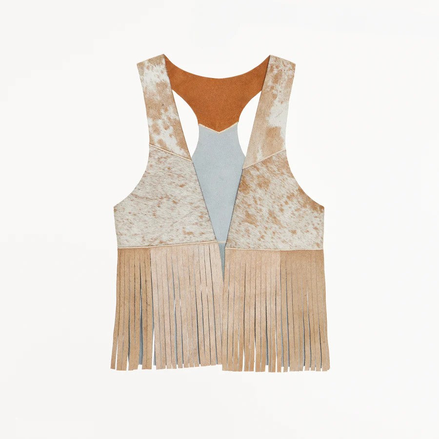 Top Quality Cowhide Buckskin Vest with Fringes