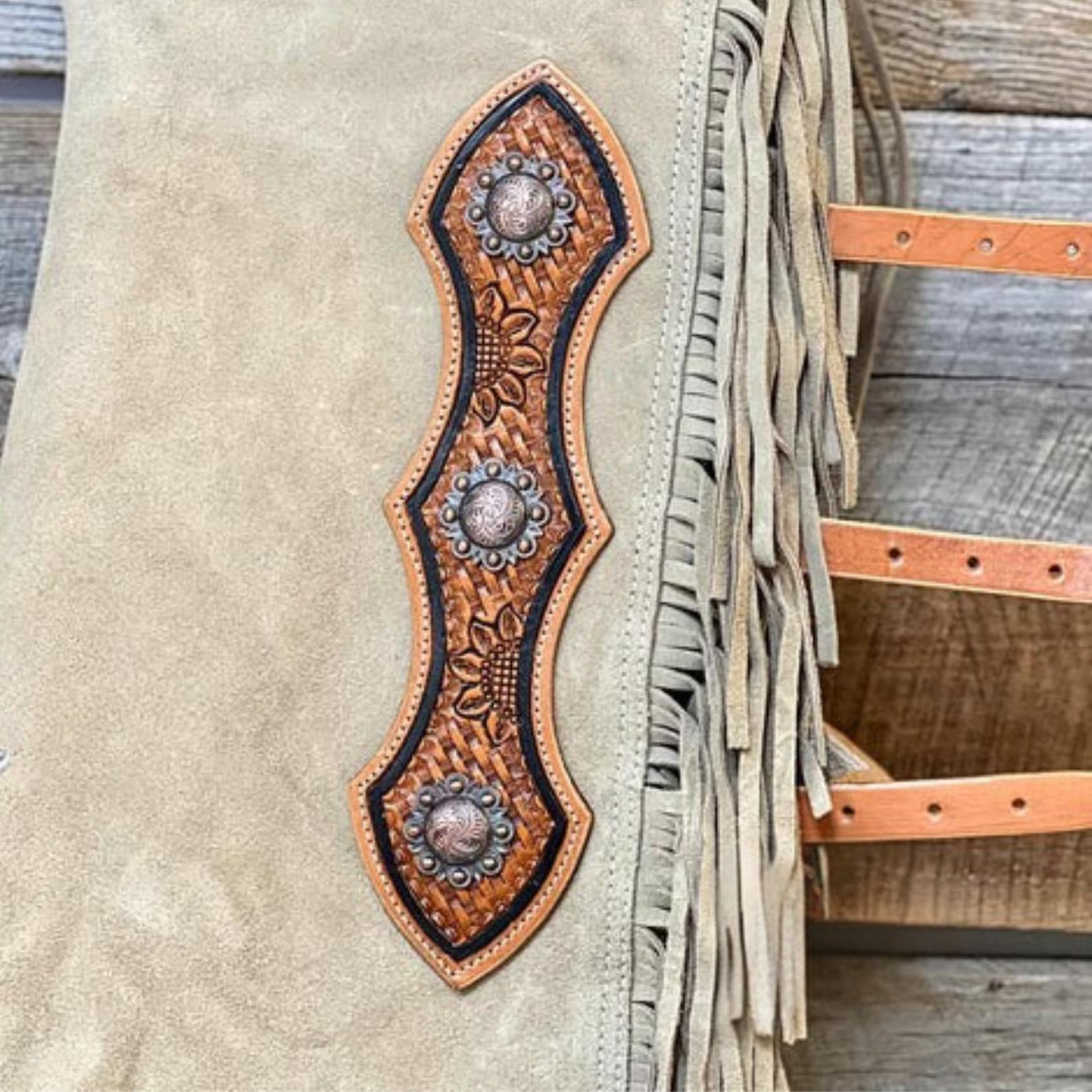 Handcrafted Western Chinks in Beige Suede – Built for Ranch & Arena