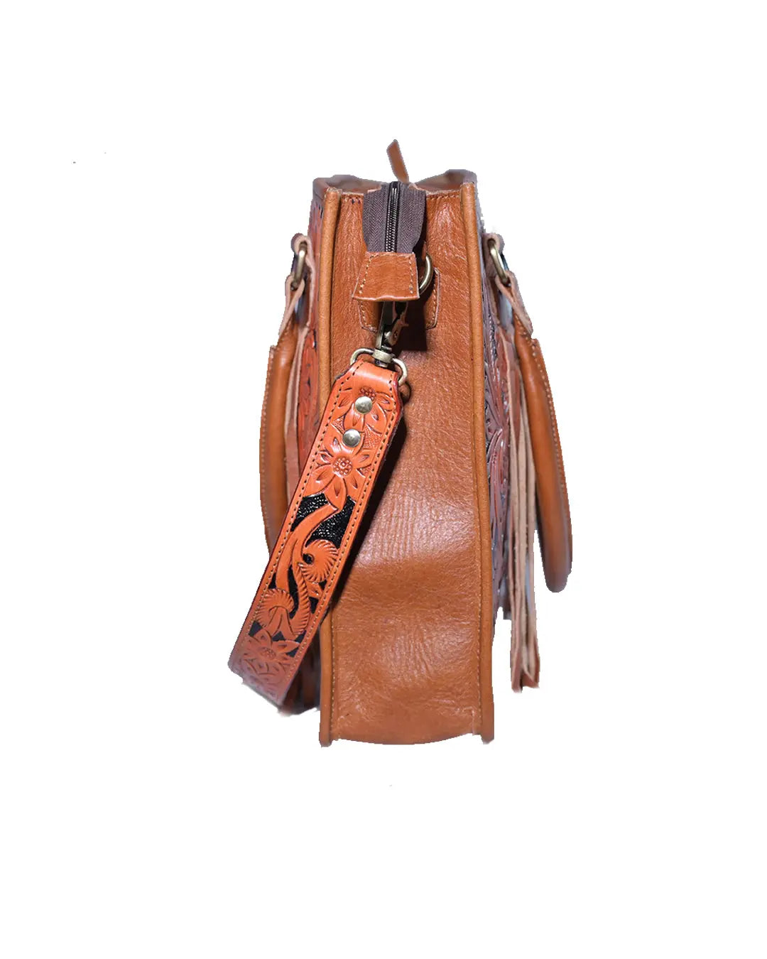 Western Saddle Blanket Aztec Hand Tooled Genuine Leather Crossbody Handbag - abitoamerica