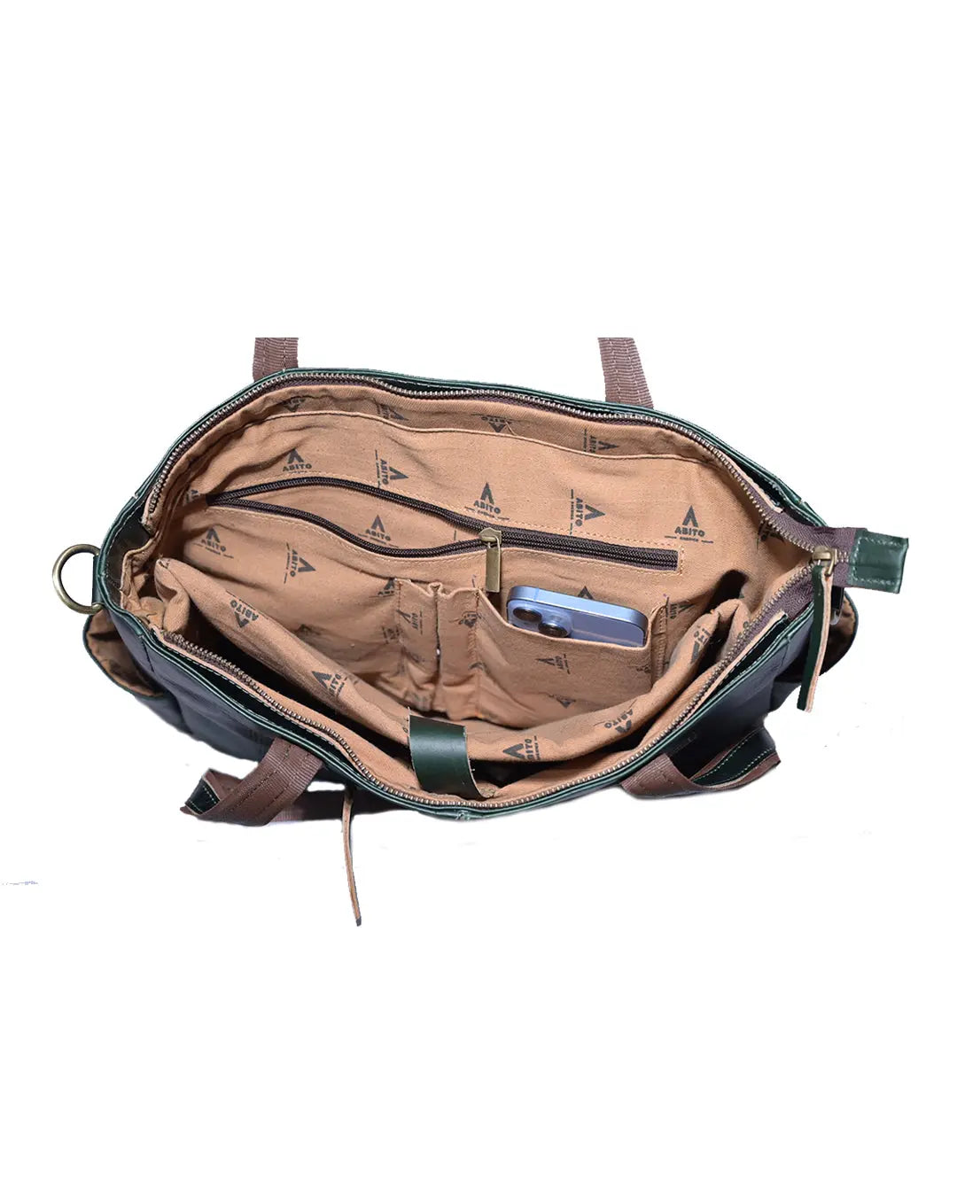 Women’s Vintage Green Leather Tote Bag - abitoamerica