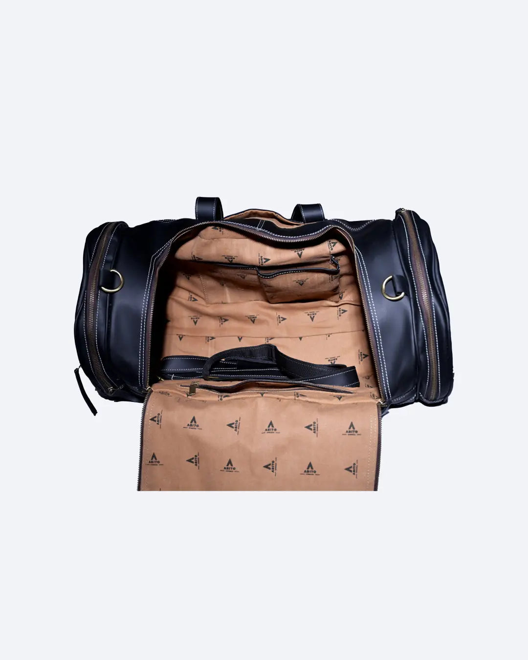 Genuine Leather Black Duffle Bag - abitoamerica