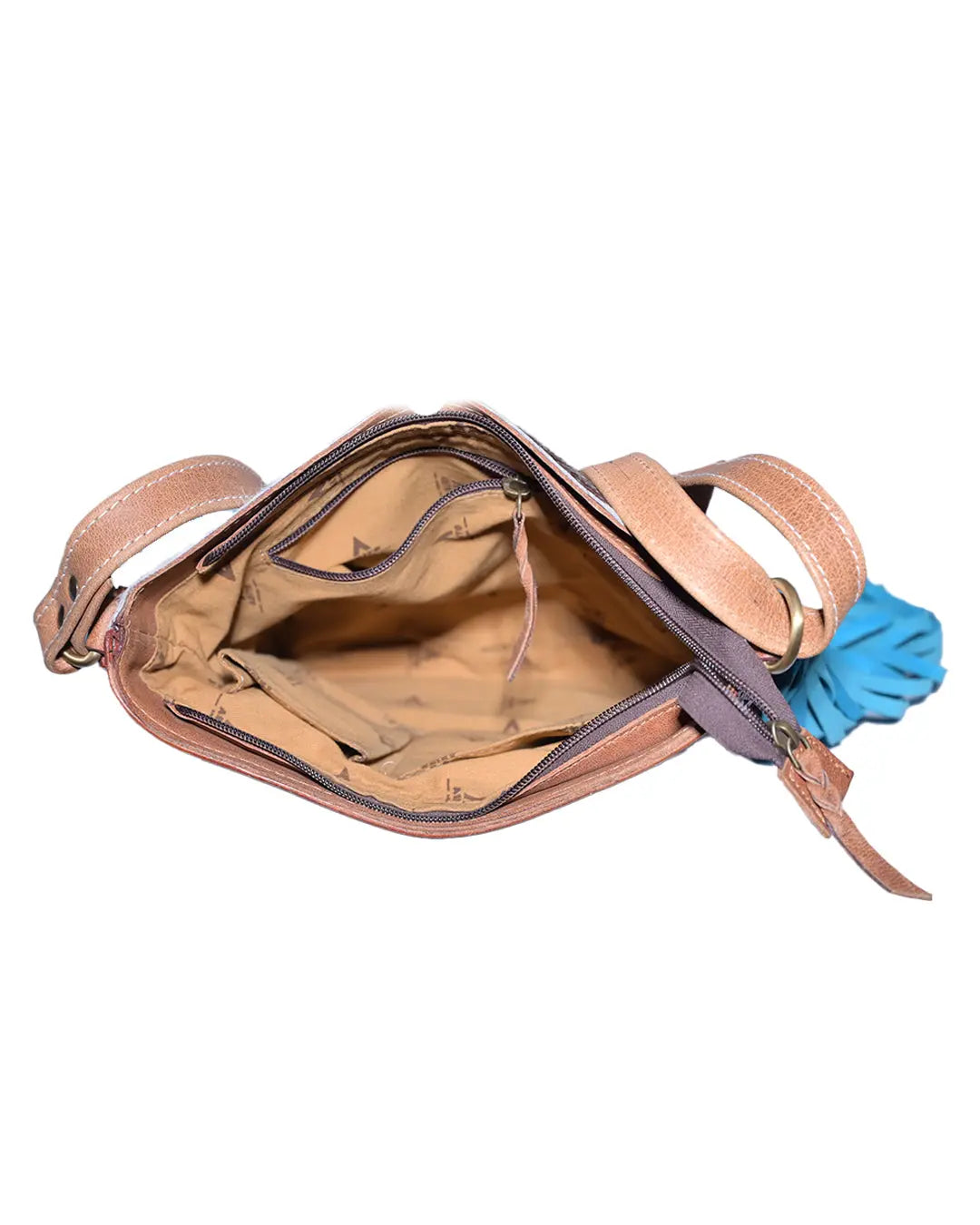 Western Hand Tooled Genuine Leather cowhide Crossbody bag - abitoamerica