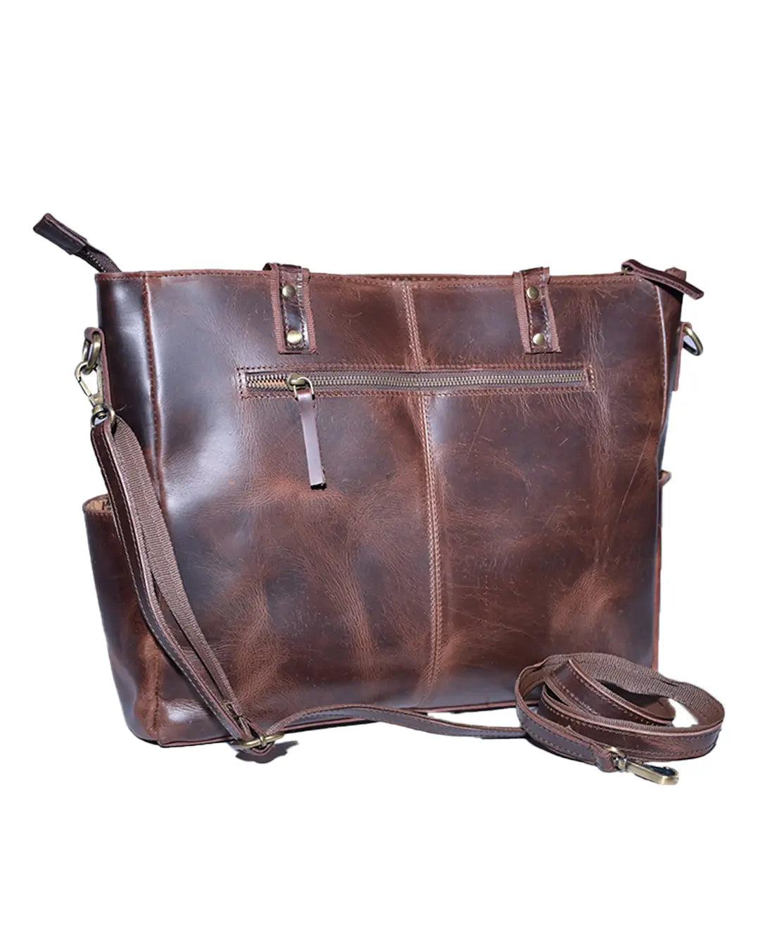 Women’s Vintage Brown Leather Tote Bag - abitoamerica