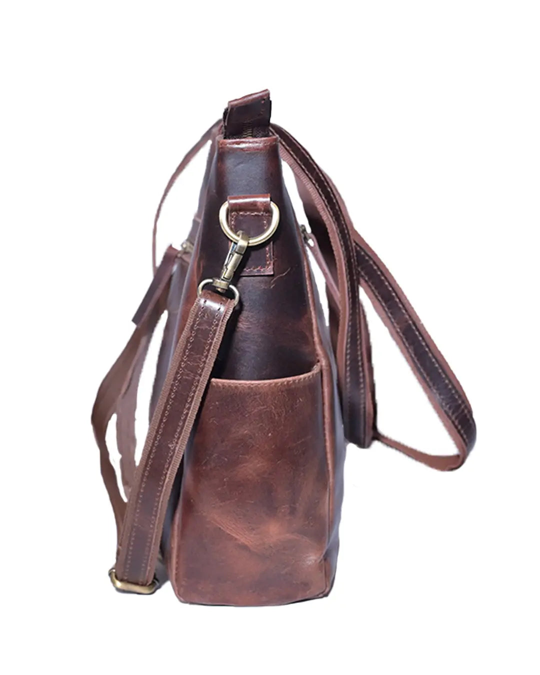 Women’s Vintage Brown Leather Tote Bag - abitoamerica