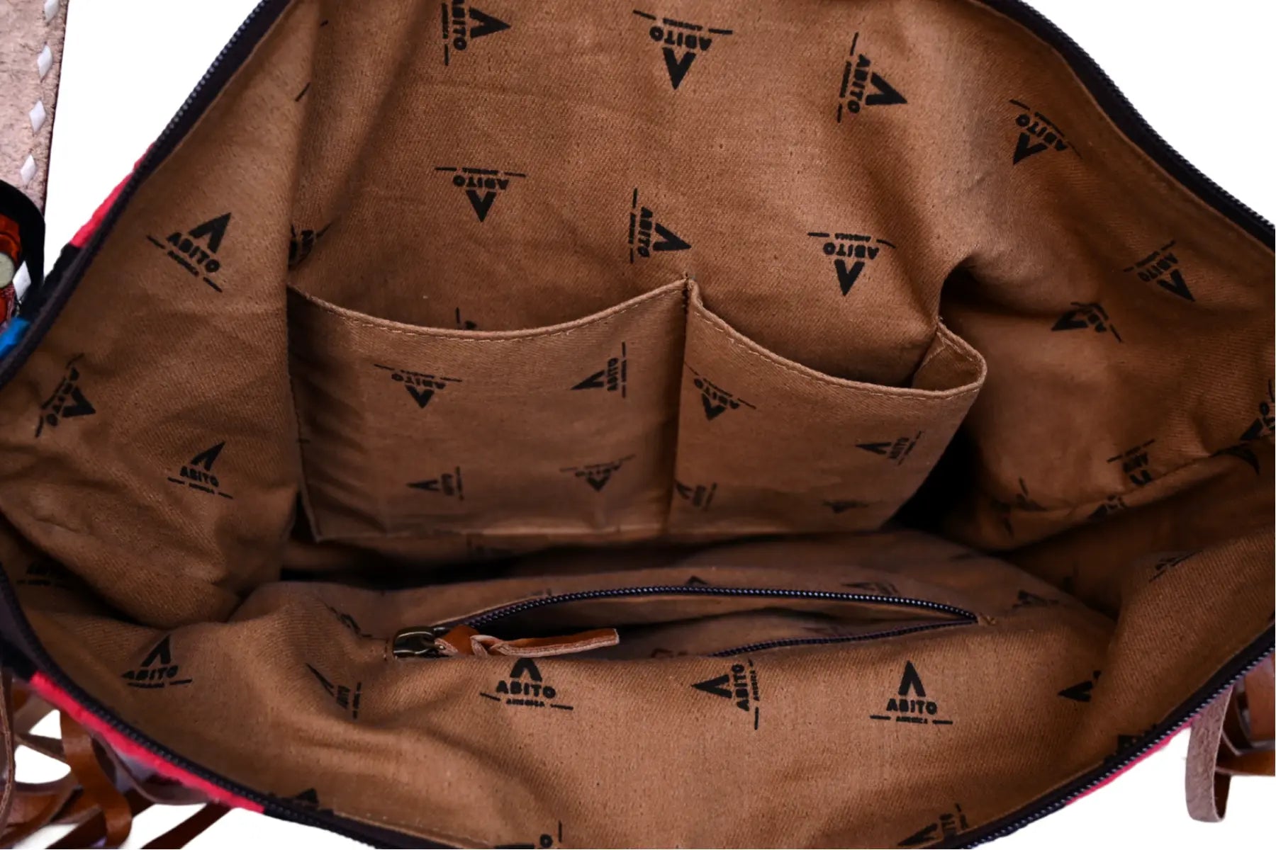 Western Saddle Blanket Hand Tooled Leather Crossbody Bag - abitoamerica