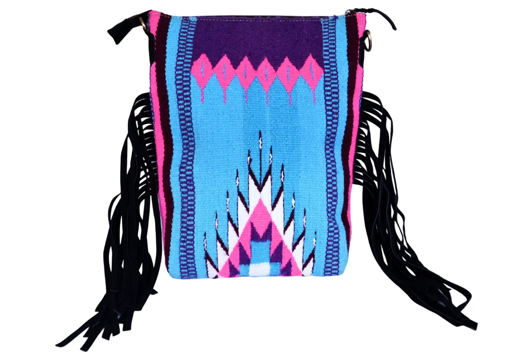Western Saddle Blanket Hand Tooled Genuine Leather Crossbody Bag - abitoamerica
