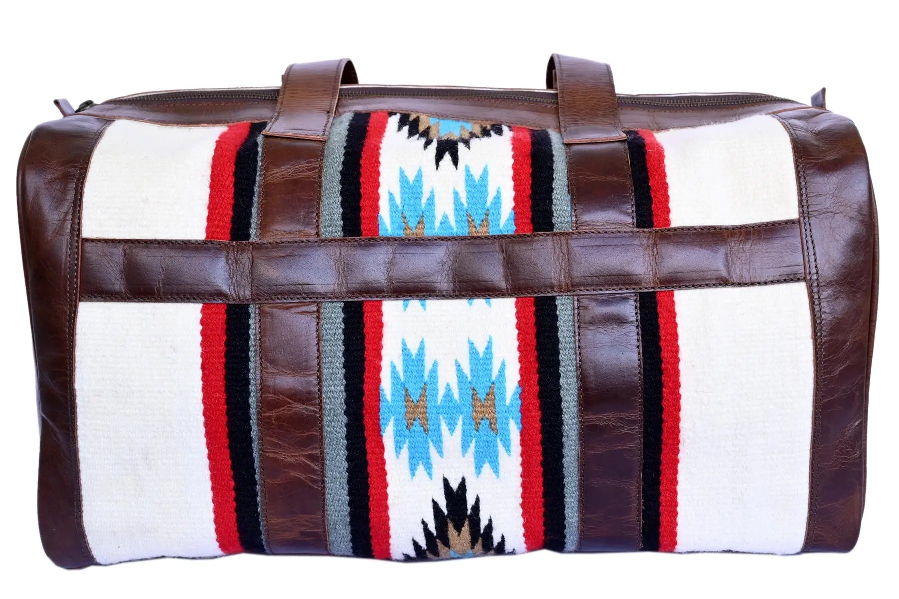 Saddle Blanket Genuine Leather Western Duffle Bag - abitoamerica