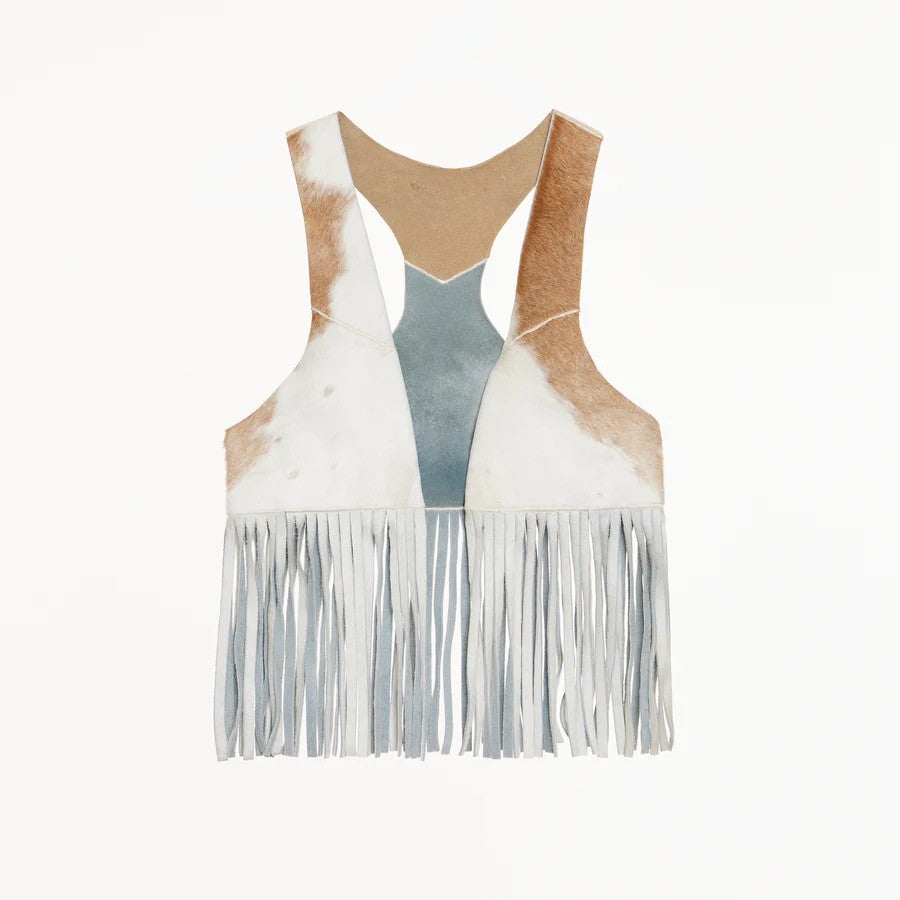 Top Quality Cowhide Buckskin Vest with Fringes
