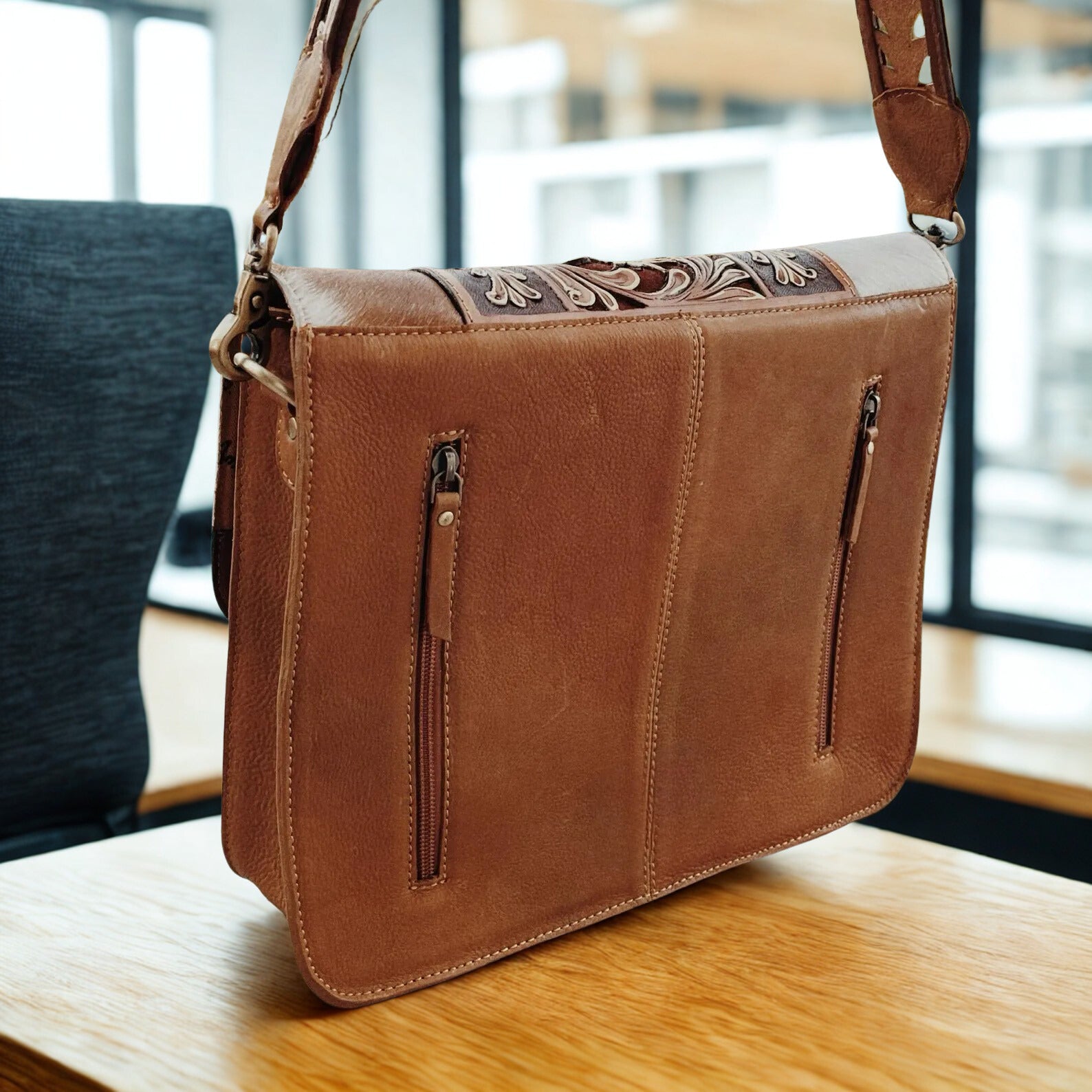 Western Purse, Hand Tooled Leather Purse, Western Tote Bag, Leather Handbag, Conceal Carry Purse, Genuine Leather Cowhide Shoulder Bag