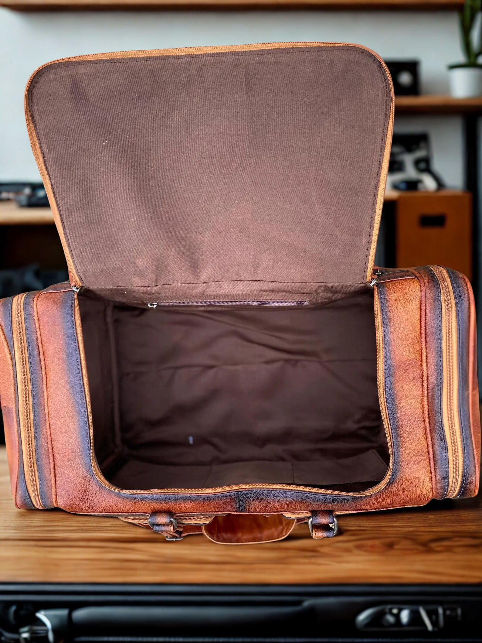 Western-Style Classic Tooled Leather Duffle Bag