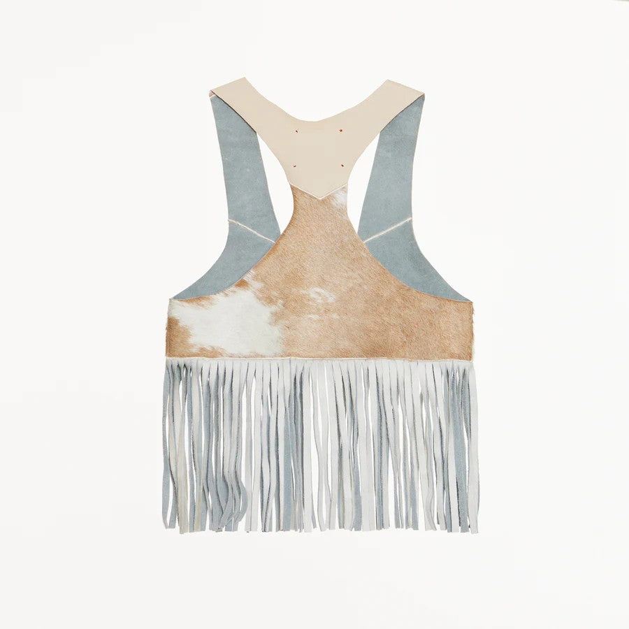 Top Quality Cowhide Buckskin Vest with Fringes