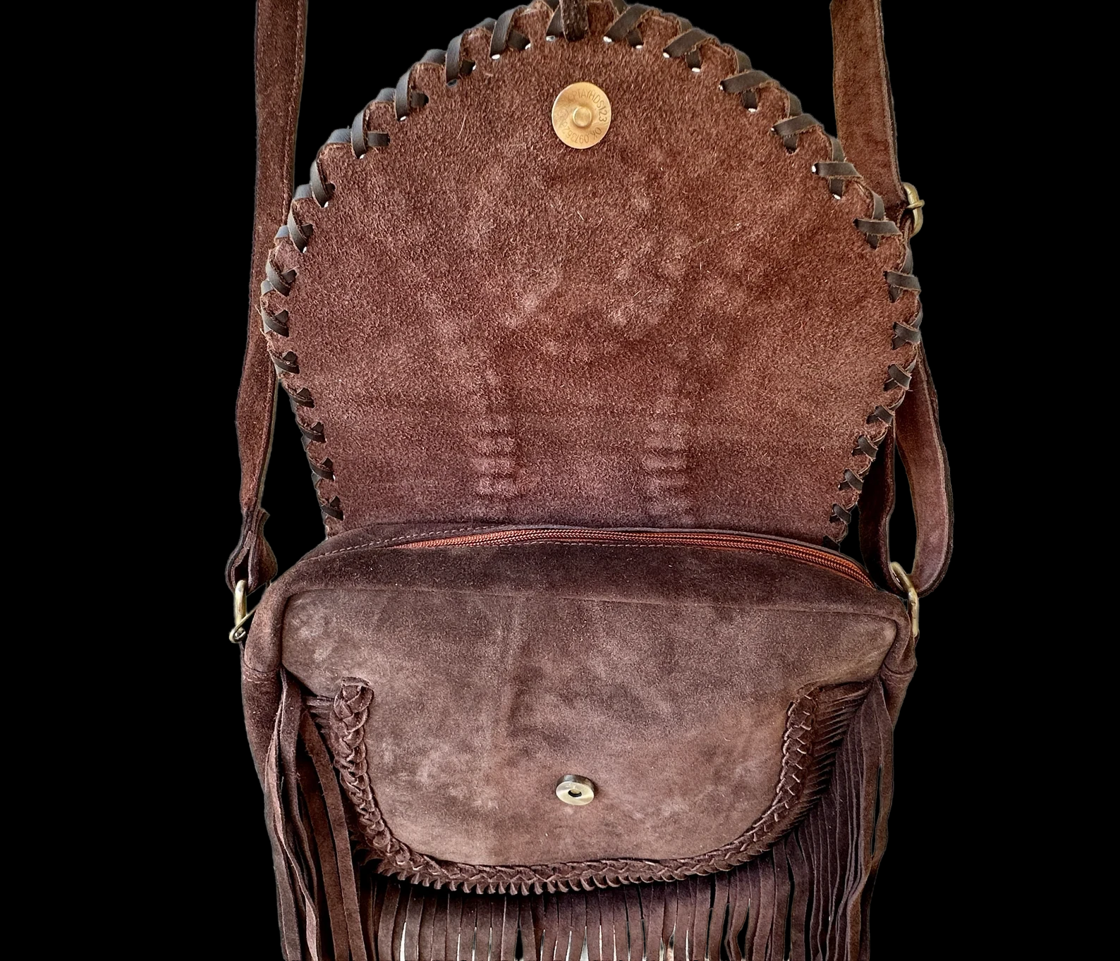 Cowhide Leather Crossbody Purse: Turquoise & Fringe Western Handbags