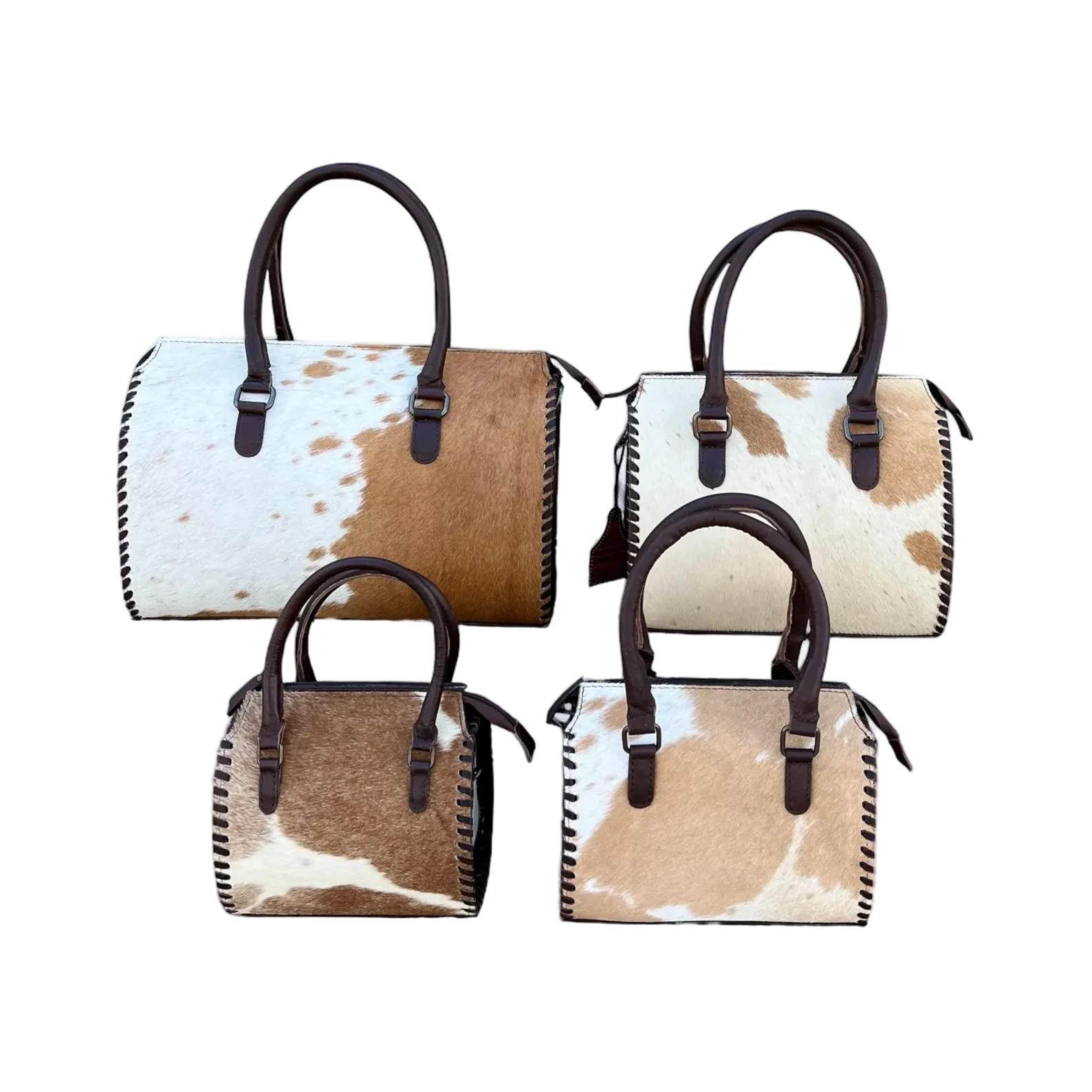 Cowhide Leather Crossbody Handbag with Leather Accents