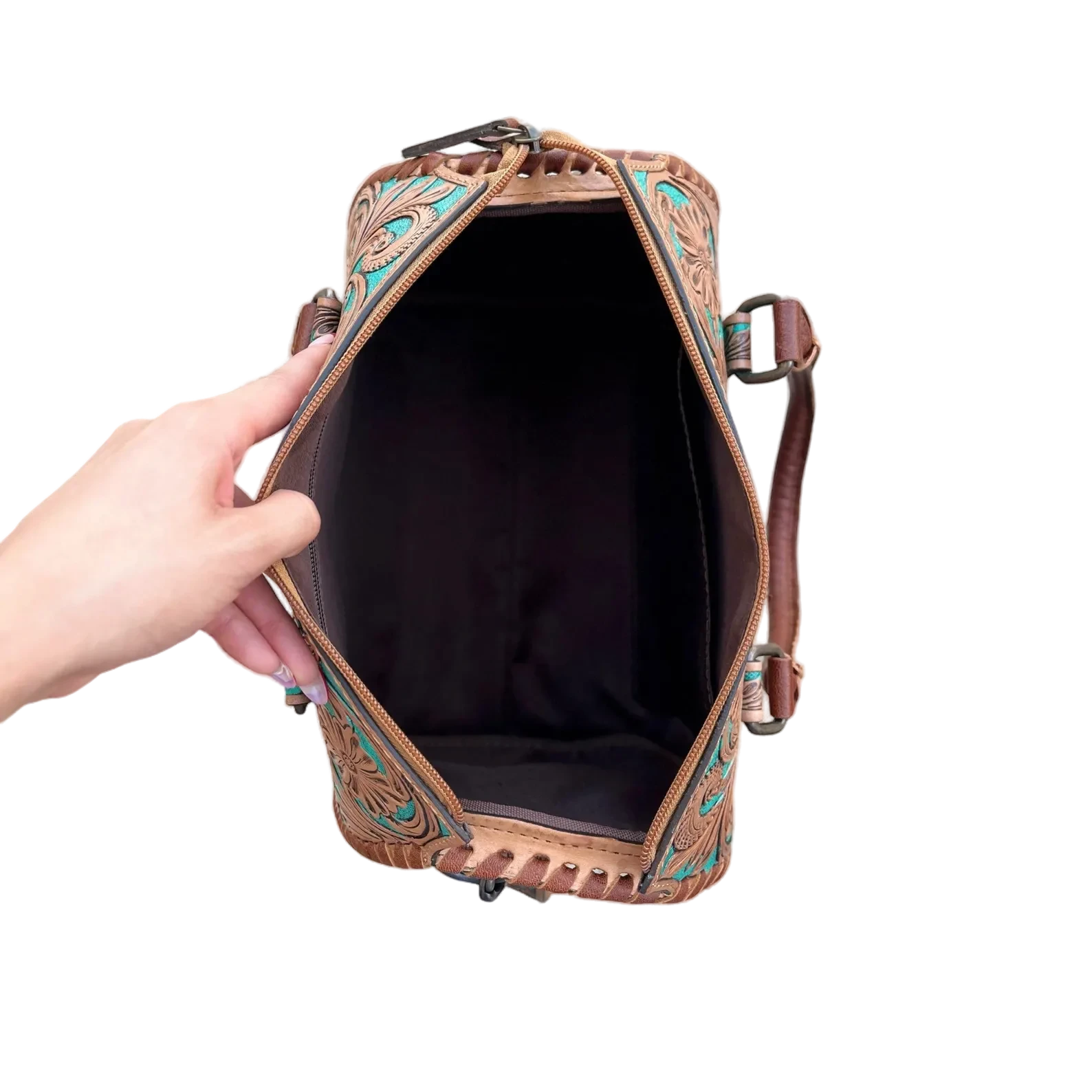 Cowhide Leather Crossbody Handbag with Leather Accents