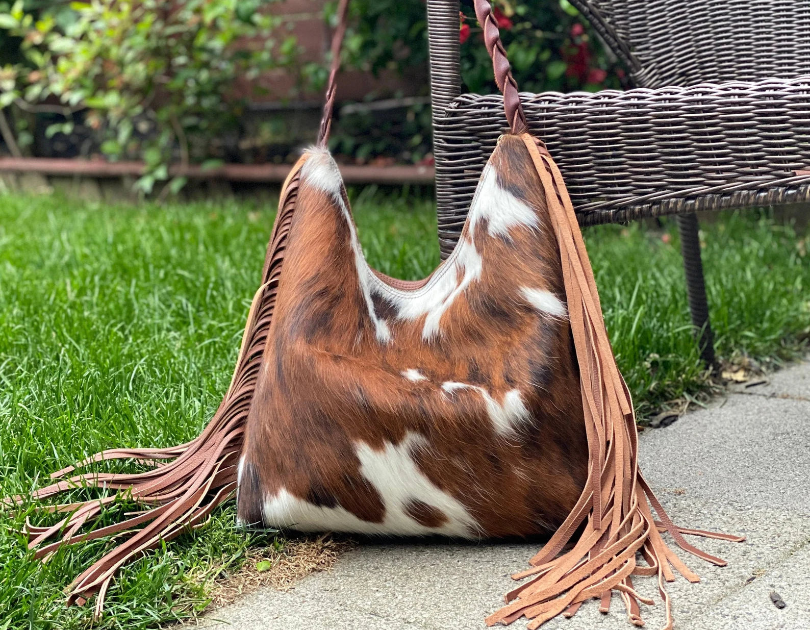 Cowhide Hobo Fringe Tooled Purse : Women Leather Tote Bag : Tooled Leather Handbag