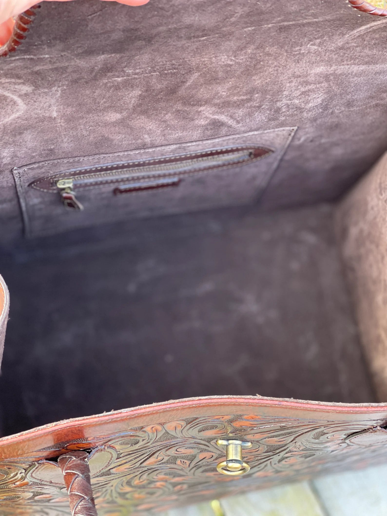 Hand-Tooled Leather Weekender Crossbody Tote Bag, Handmade Large Carry-On, Western Style Leather tooled Handbag