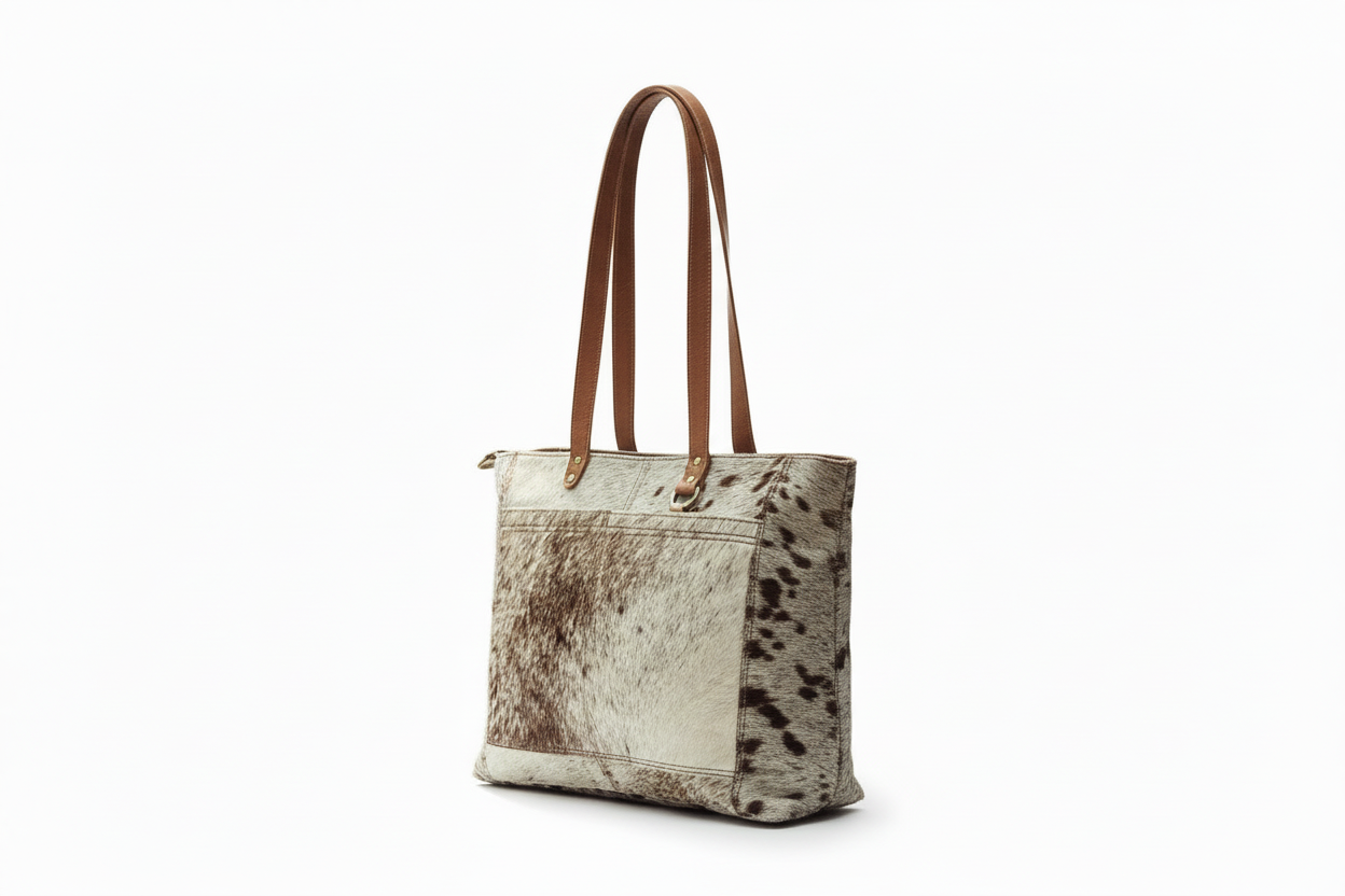 Handmade Cowhide Travel Tote – Custom Leather Bag for Wife, Mom, or Girlfriend