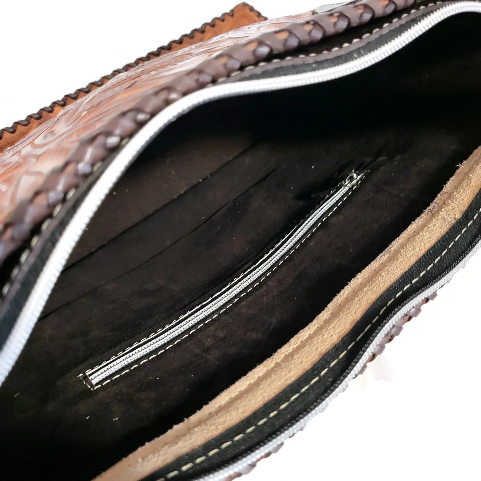 Handmade Tooled Leather Shoulder Bag: Vintage Cowhide Handbag