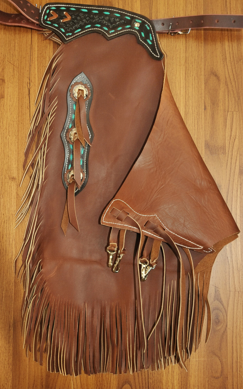 Turquoise Western Leather Chinks n Chaps – Abito America Western Riding Gear