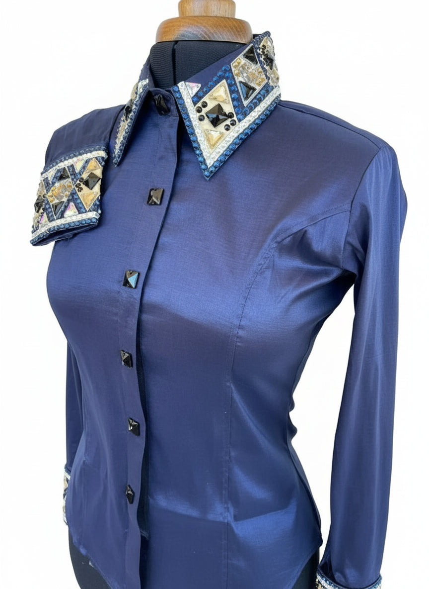 Western Custom Rodeo Queen Show Shirt – Swarovski Crystals & Stretch Fit Elegance