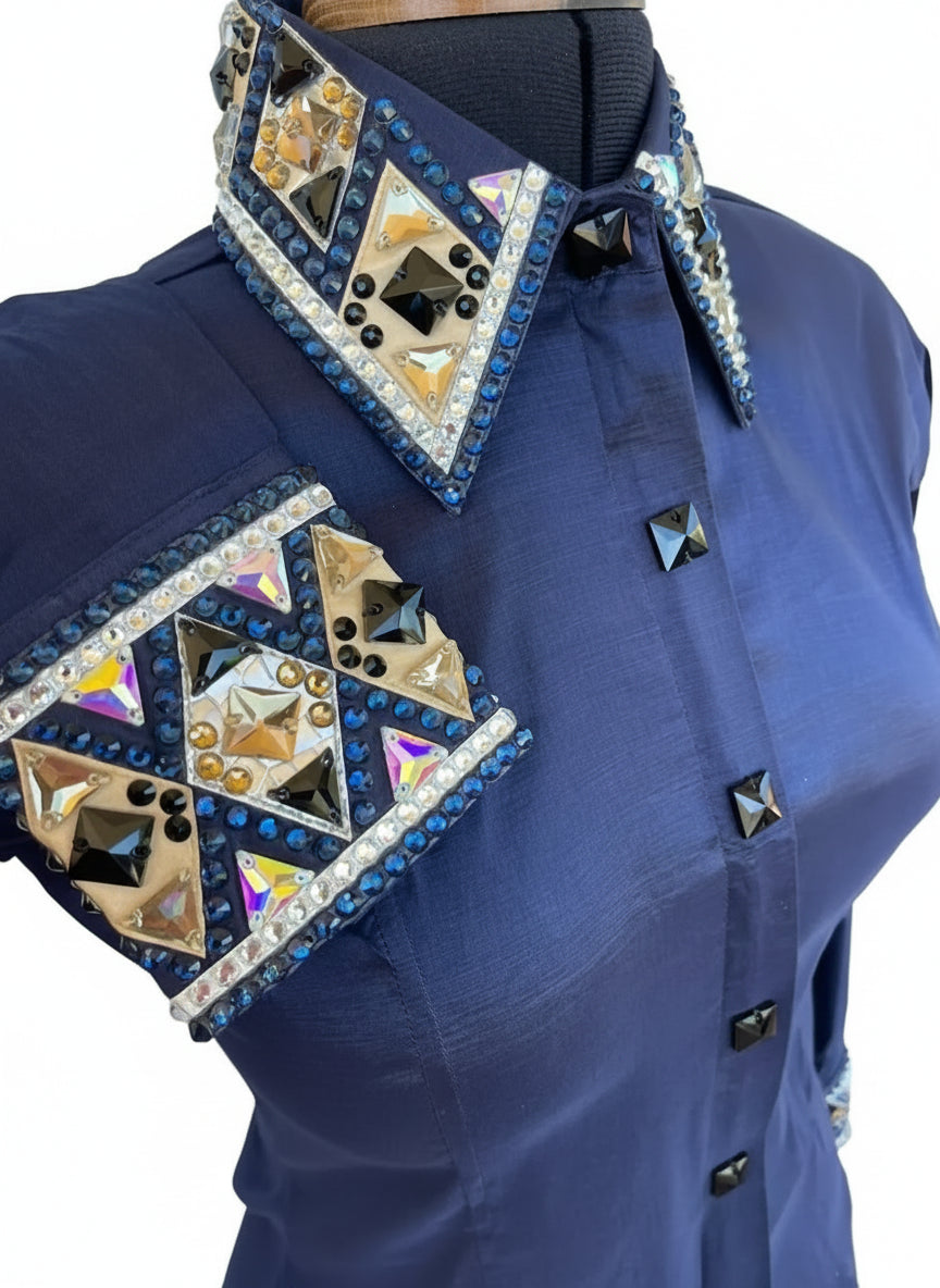 Western Custom Rodeo Queen Show Shirt – Swarovski Crystals & Stretch Fit Elegance