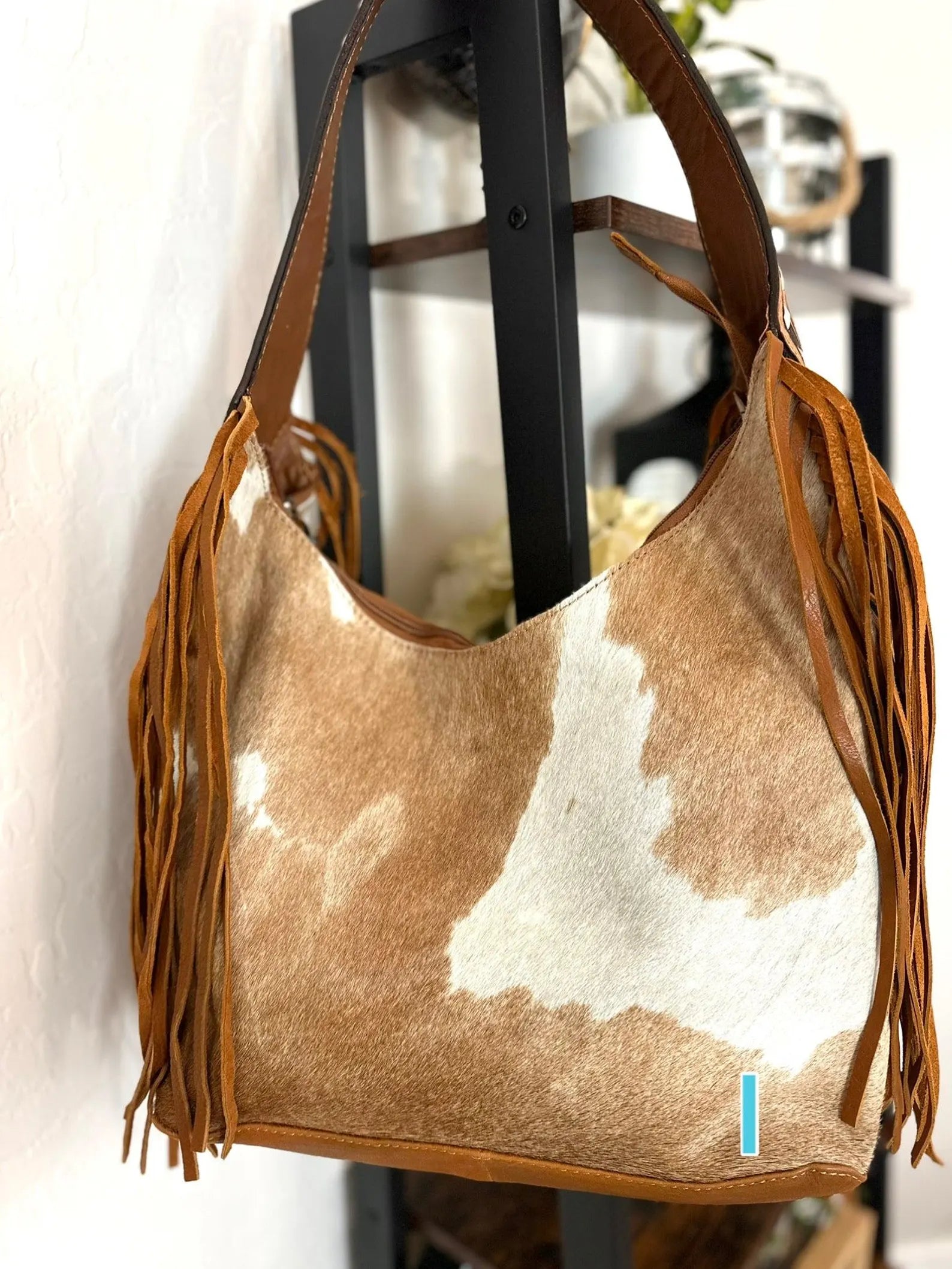 Cowhide Hobo Fringe Tooled Purse : Women Leather Tote Bag : Tooled Leather Handbag
