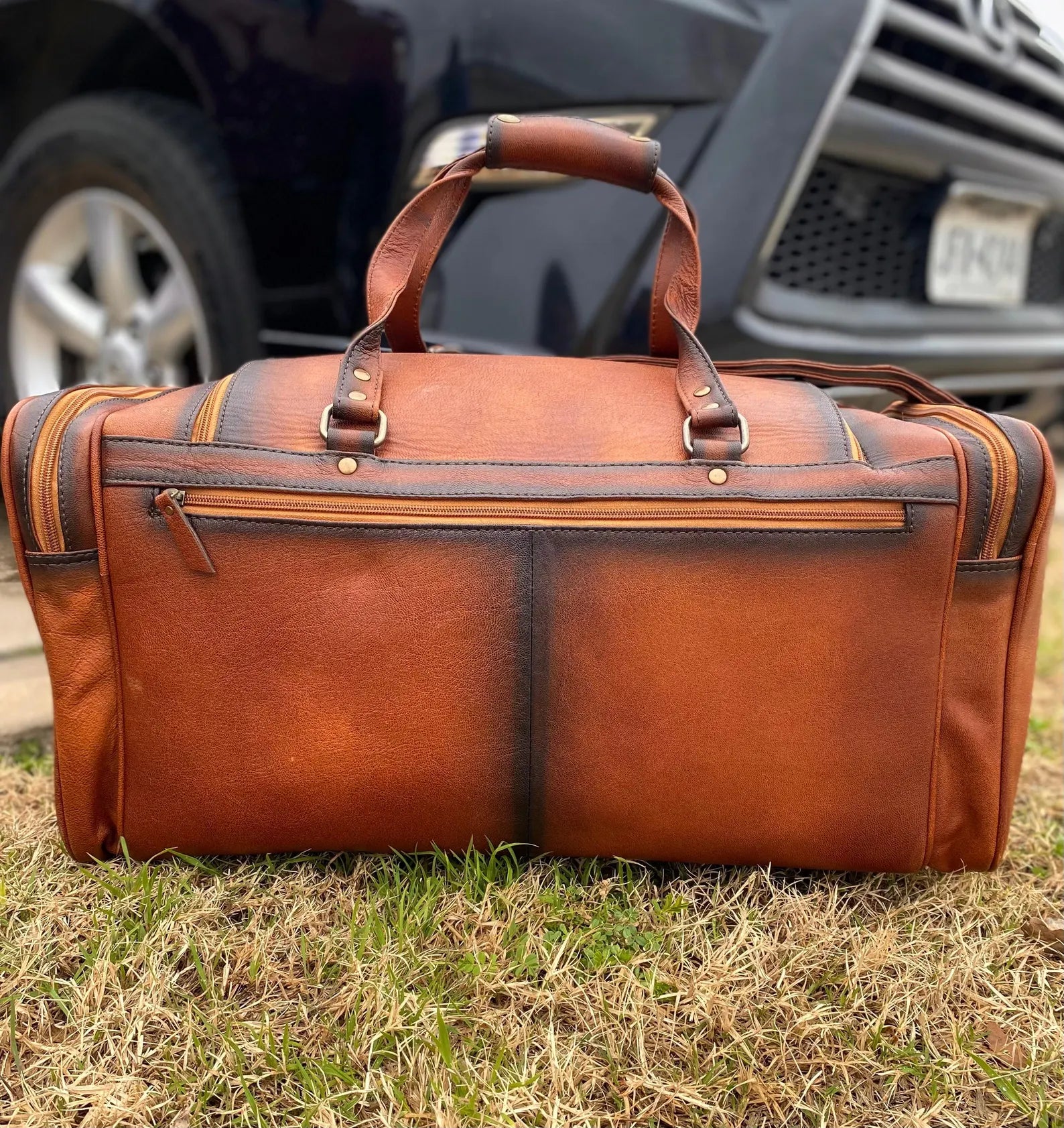 Western-Style Classic Tooled Leather Duffle Bag