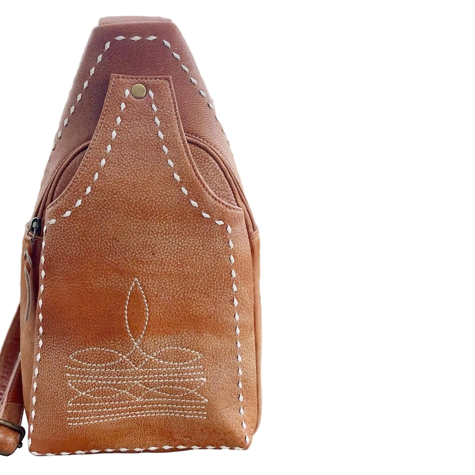 Handmade Genuine Leather Sling Bag – Tan Western Purse, Small Travel Backpack Crossbody