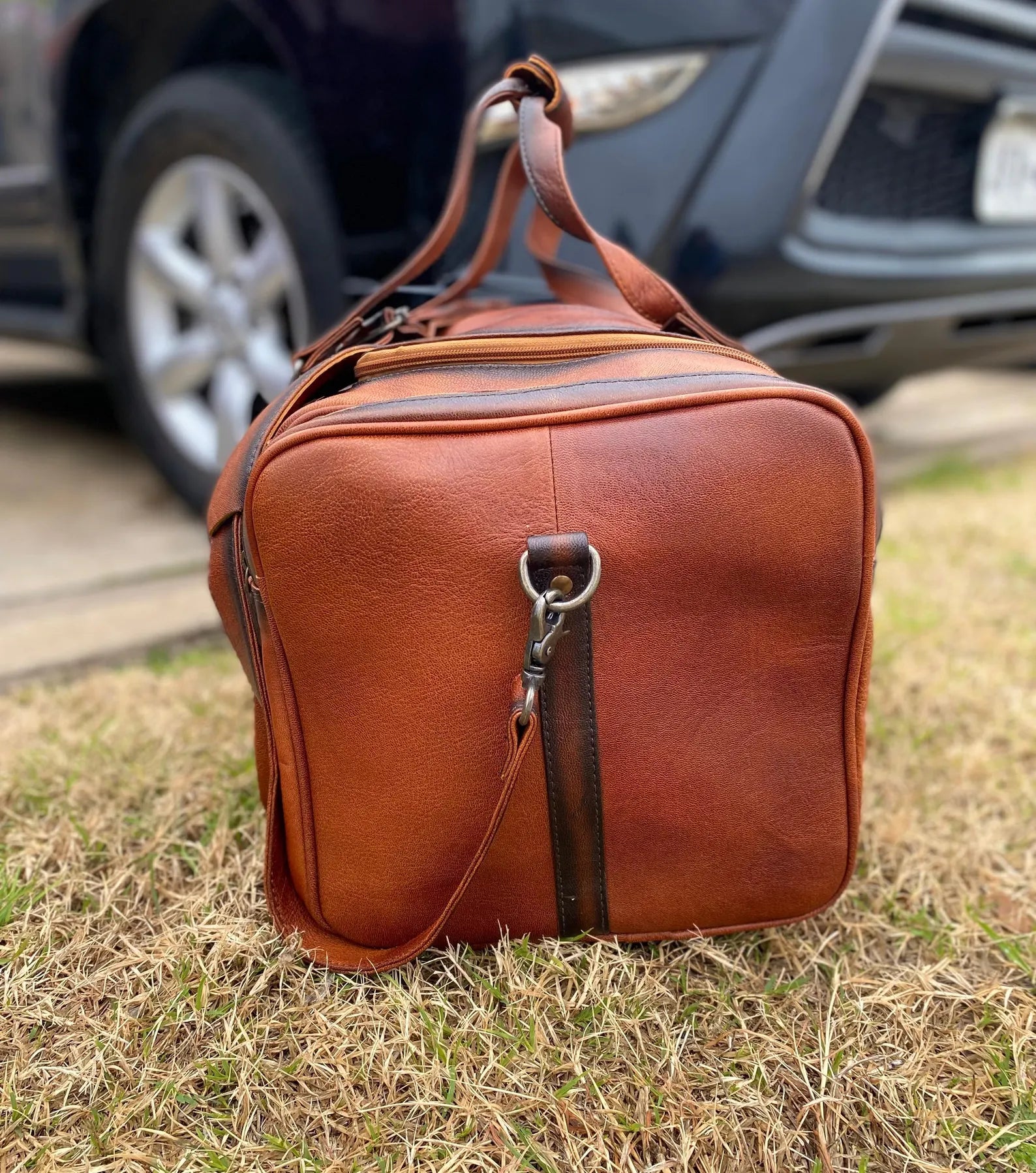 Western-Style Classic Tooled Leather Duffle Bag