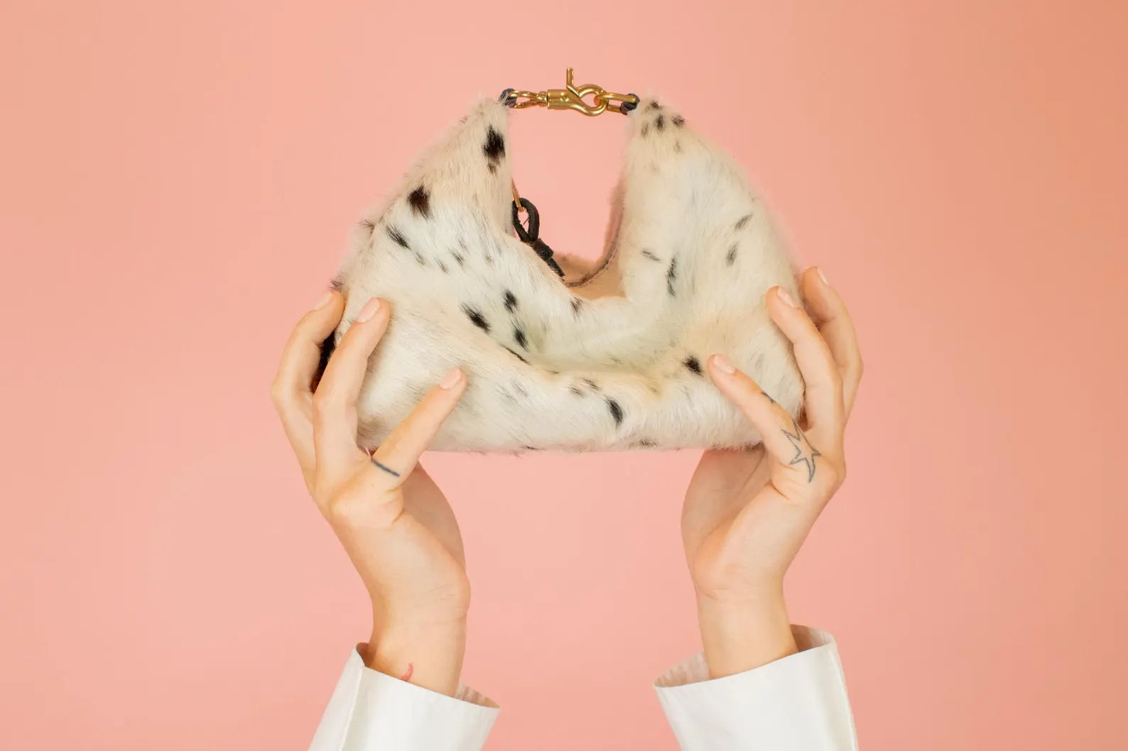 Slim Leather Shoulder Bag in Cow print, Hair-on-Hide Handbag, Women's Western Totes