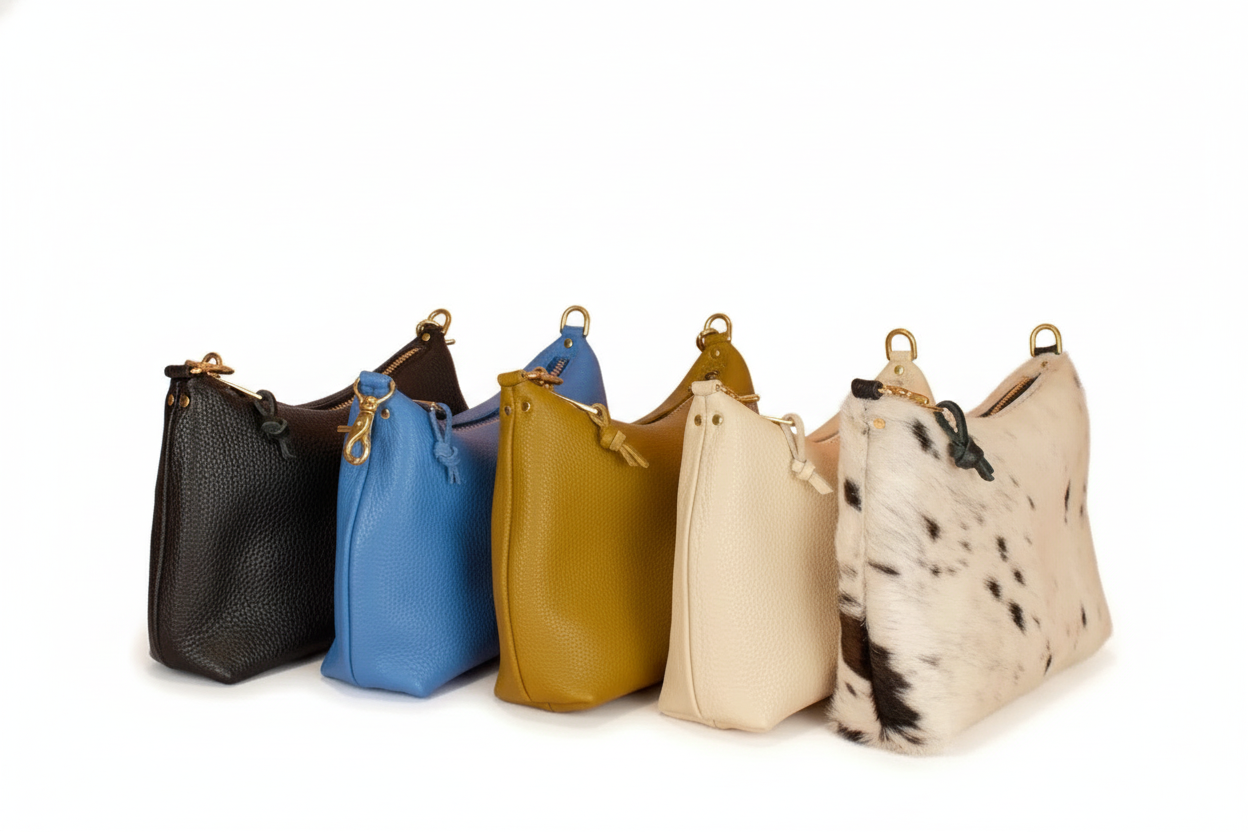 Slim Leather Shoulder Bag in Cow print, Hair-on-Hide Handbag, Women's Western Totes