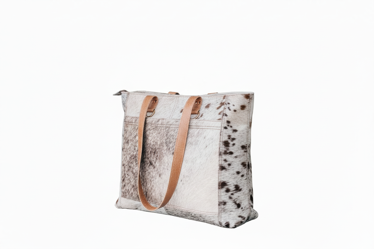 Handmade Cowhide Travel Tote – Custom Leather Bag for Wife, Mom, or Girlfriend
