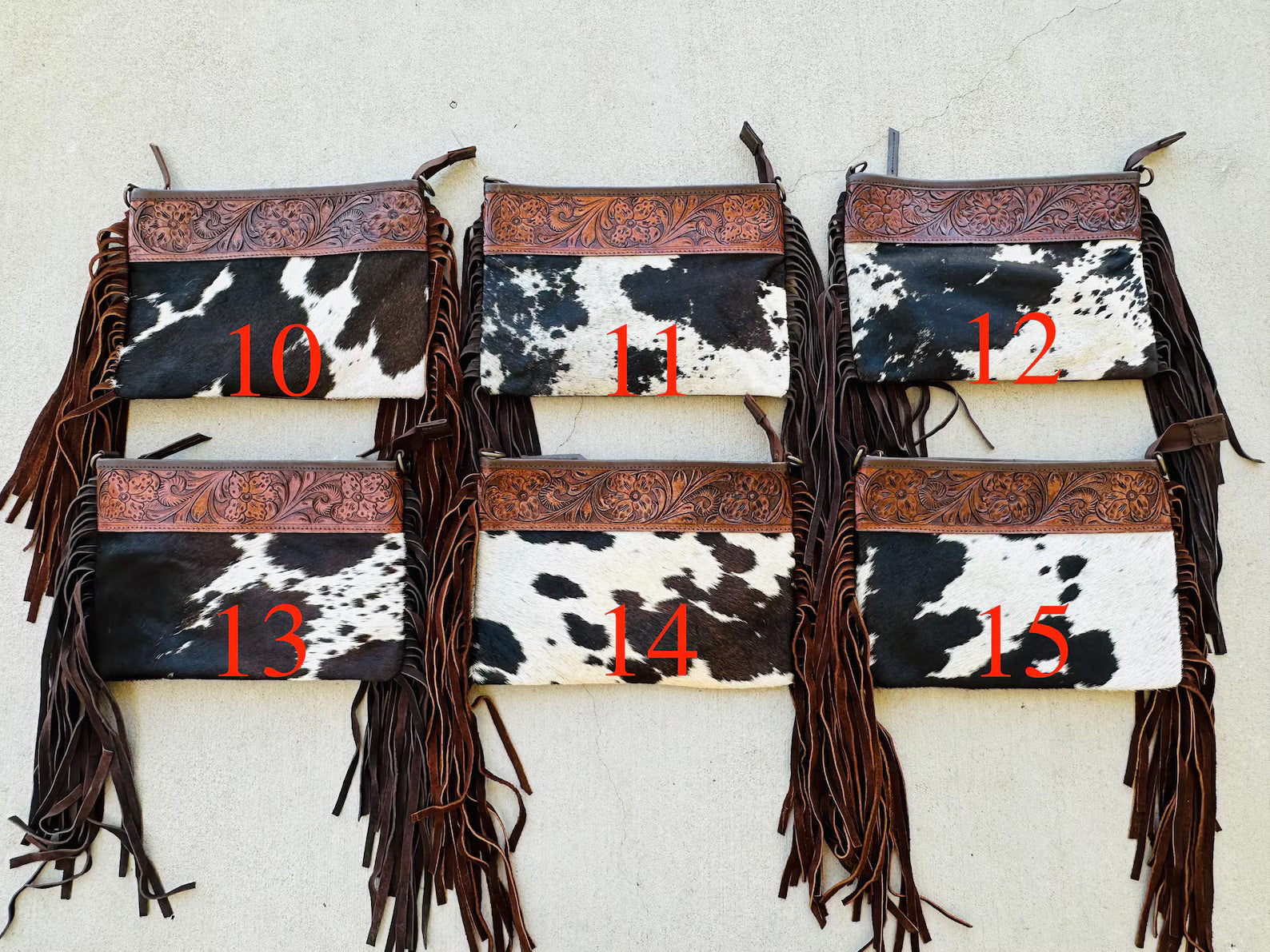 Cowhide Crossbody Bag: Tooled Leather & Fringe - Handmade Western Purse